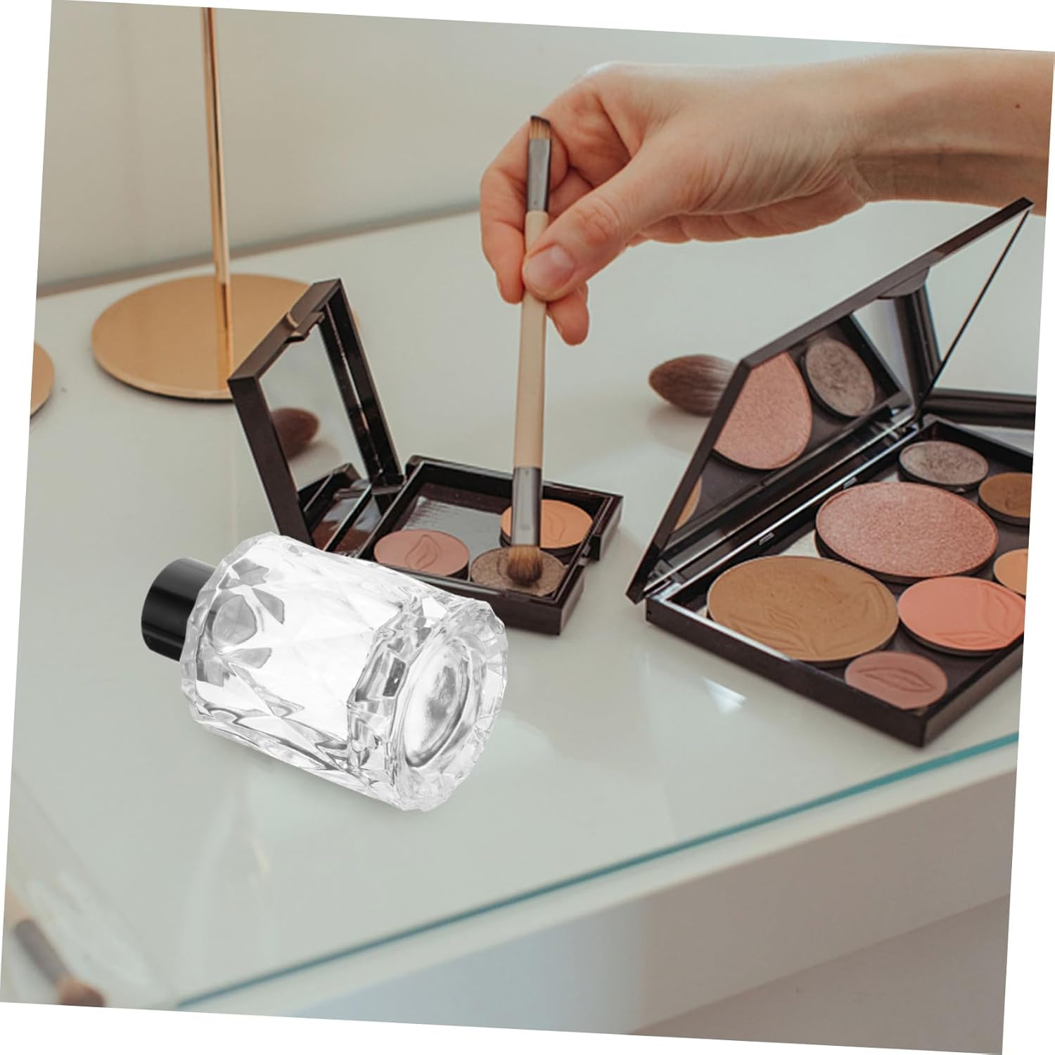 Ciieeo 4 Pcs Refillable Glass Fragrance Diffuser Bottles 50Ml Diamond Shape Desktop Perfume Containers for Home Office Aromatherapy Decor image number 4