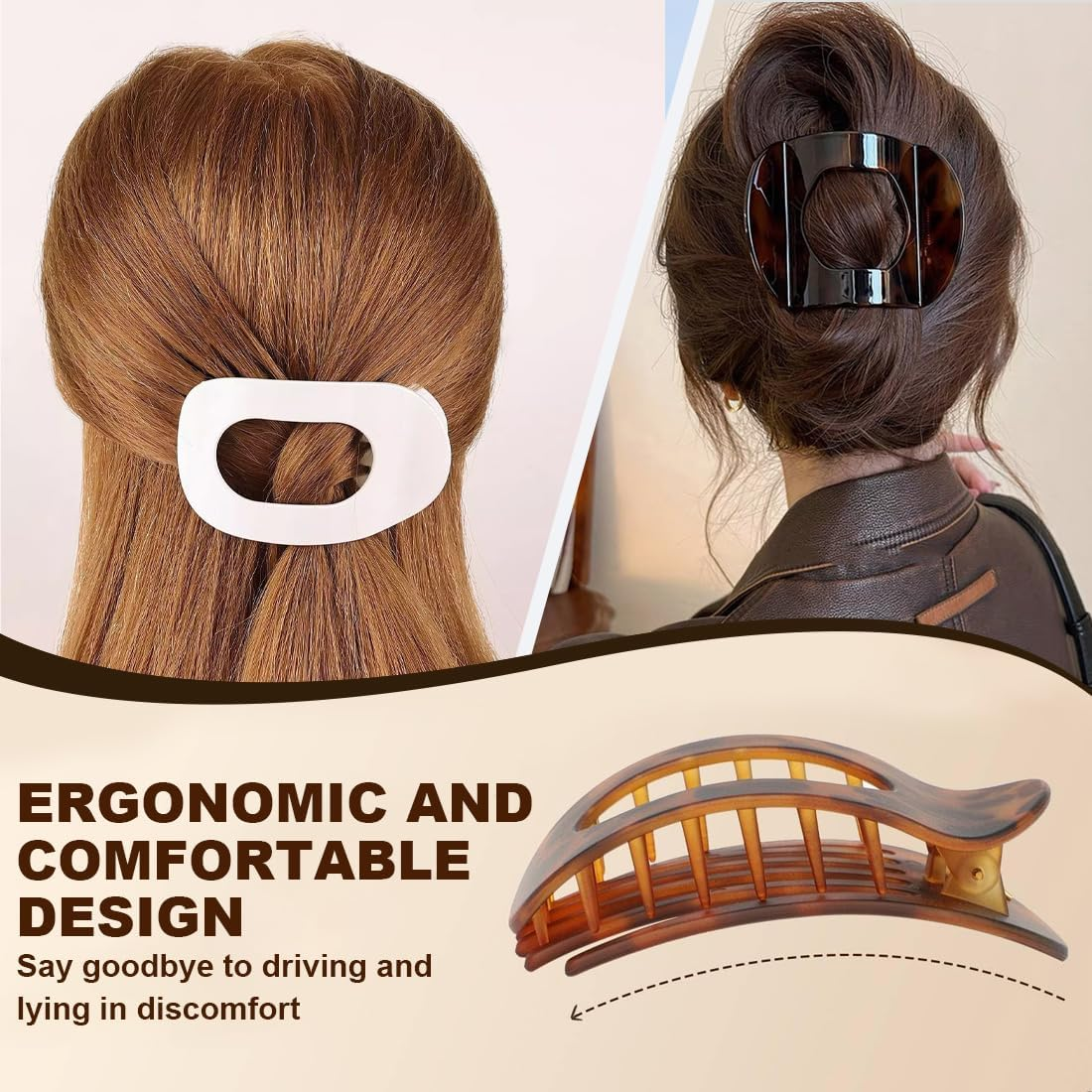 IKOPFLN Pack of 4 Hair Clips for Women, Hair Clips Women, French Hair Clips, Women, Flat Secure Hold Inner Teeth Hair Claws, Gift Hair Accessories for Women image number 3