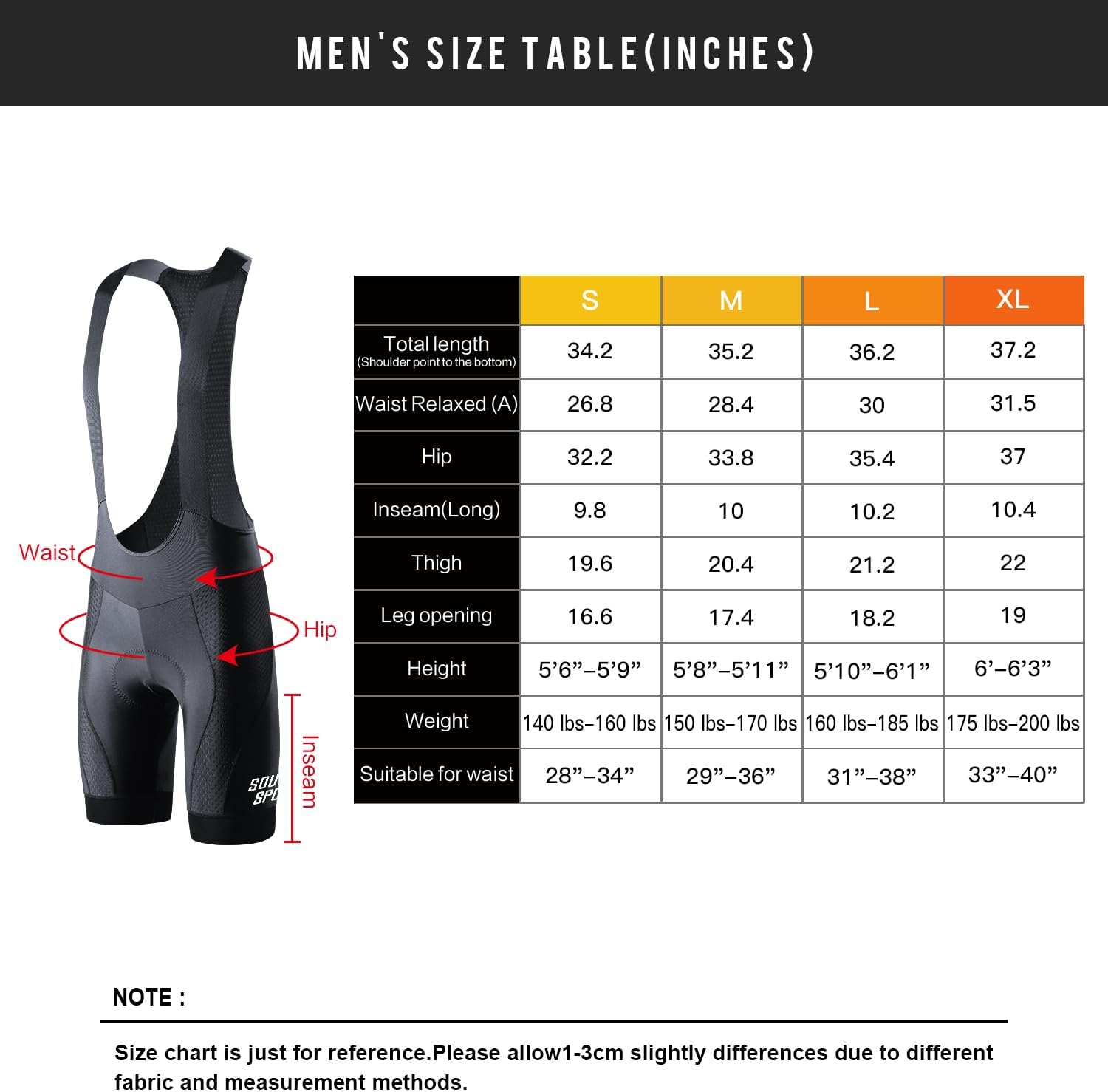 Souke Sports Men'S Cycling Bib Shorts 4D Padded Bike Biking Pants Breathable Compression Bicycle Tights image number 4