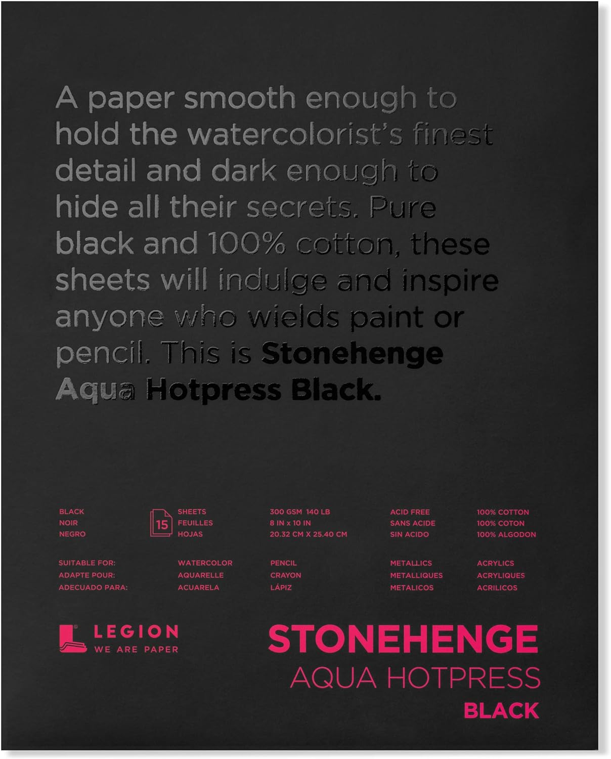 Stonehenge Aqua Black Watercolour Pad 300Gsm Hot Press, 8 X 10 Inch image number 3