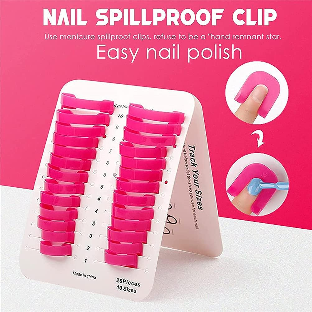 26 Pcs (10 Sizes) Nail Protector Holder, Nail Art Tool for Shield Finger Spill-Proof, Reusable Soft Plastic Shield Protector Tools for Women DIY Manicure image number 4