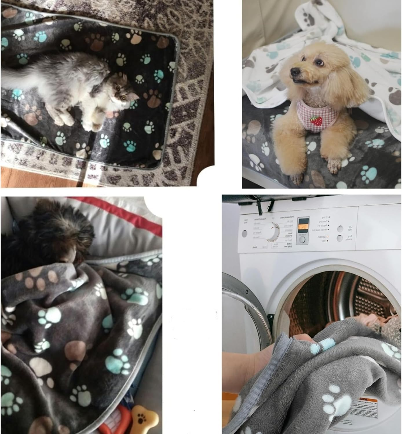 Soft Fluffy Dog Blankets with Paw Print, 3 Piece Fleece Pet Blankets for Small Dogs,Cute Paw Print Puppy Blanket Fleece Pet Blankets, Soft Fluffy Fleeced Puppy Blankets image number 6