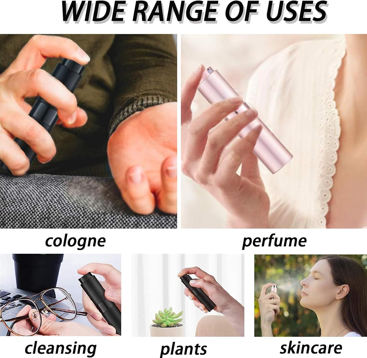 8ML Mini Travel Perfume Atomiser - 2Pcs Refillable Spray Bottles for Holiday & Travel