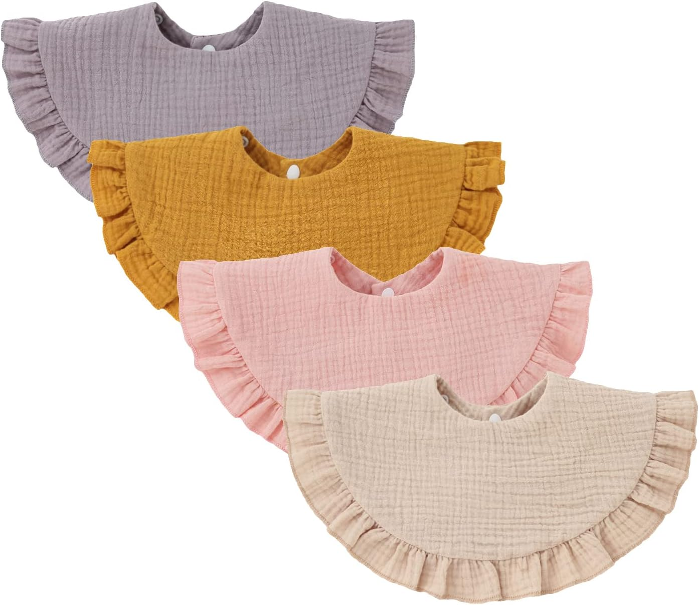 Nishine 4 Pcs Unisex Baby Muslin Bandana Drool Bibs 360 Degree Rotatable Cotton Teething Feeding Drooling Bibs for Boy Girl image number 6