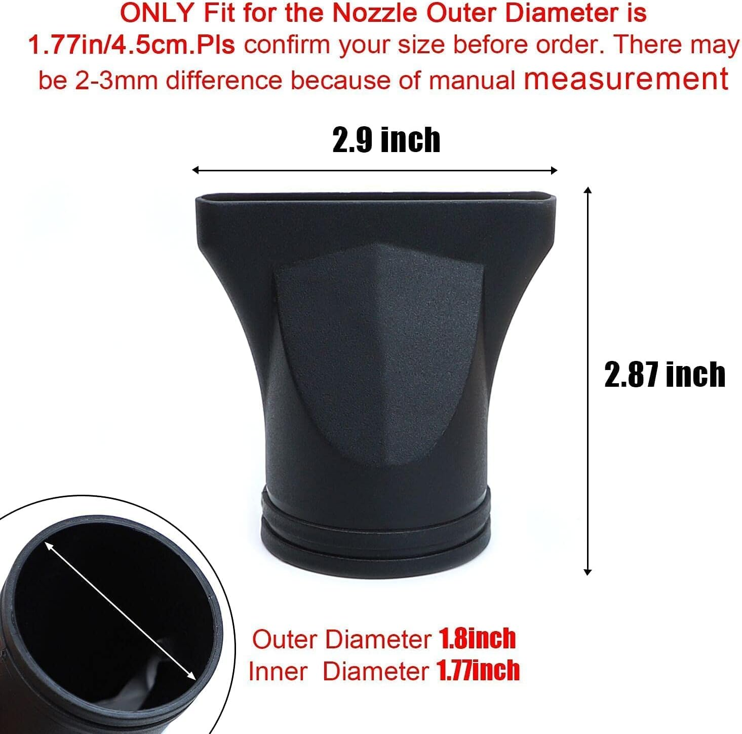 AUEAR, 2 Pack (Non-Universal) Professional Hair Dryer Nozzle for Diameter 1.77In Hair Dryer Diffuser Drying Cover Narrow Concentrator Attachment Replacement Hairdressing Salon Styling Tool image number 2