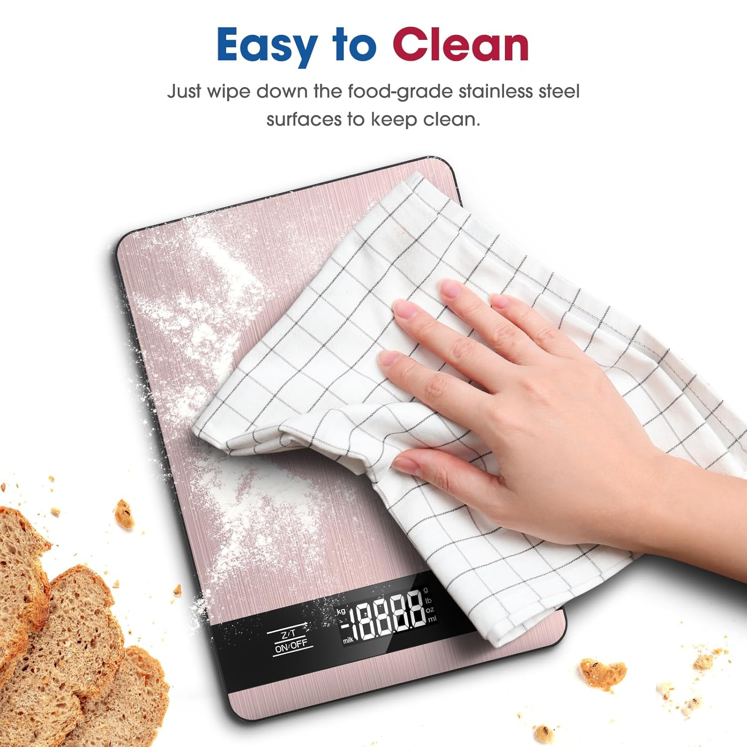 Mik-Nana Food Scale for Kitchen (Pink) - Silver image number 5