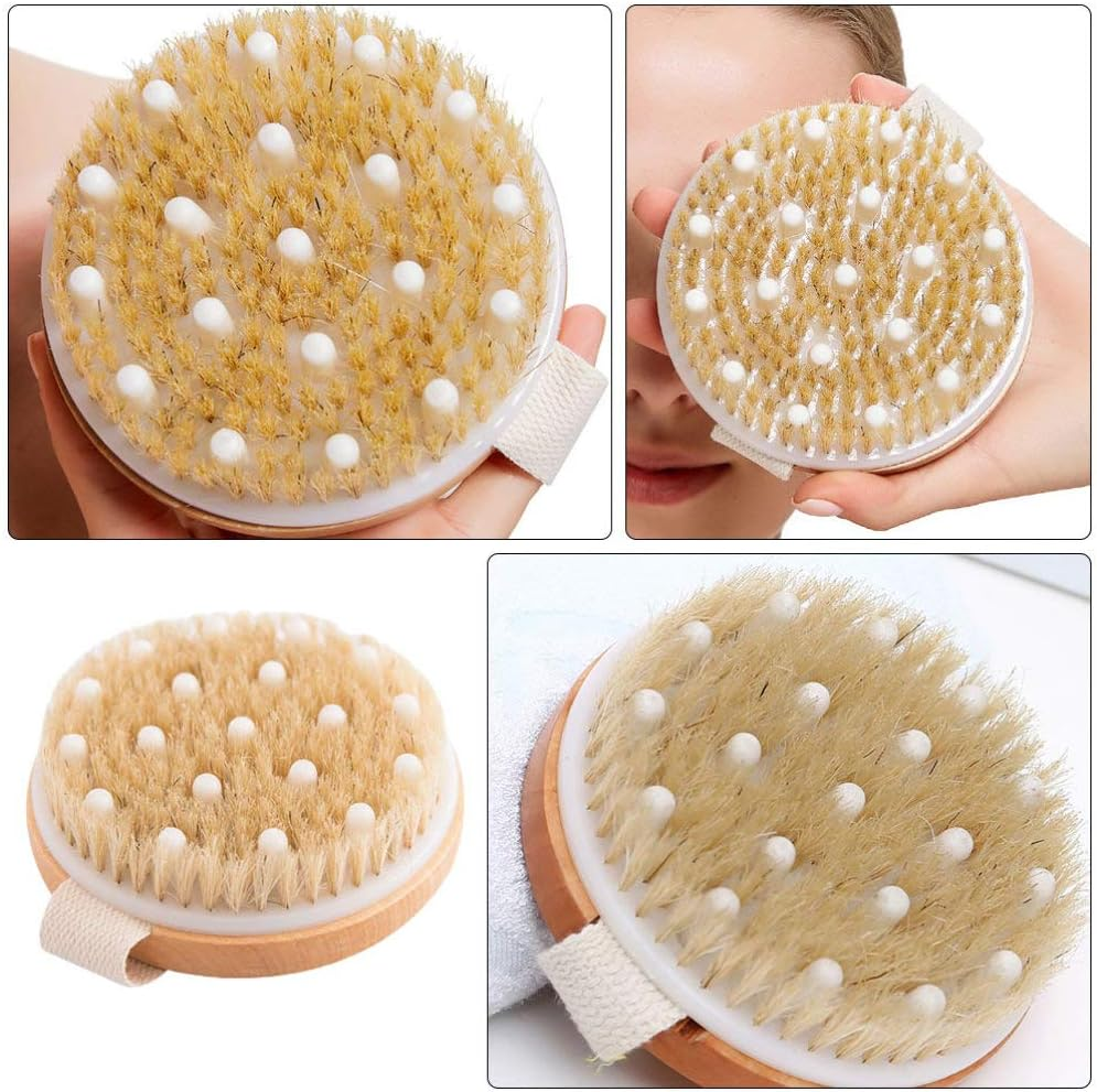 Cabilock Scalp Massager Exfoliating Brush Wooden Bath Brush No Handle Body Rubbing image number 2
