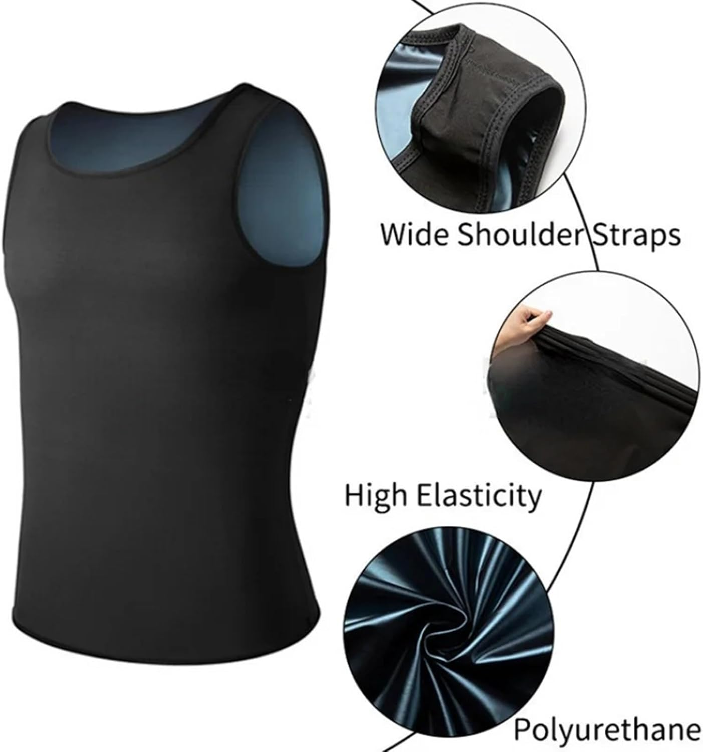Sweat Sauna Vest for Men, Heat Trapping Polymer Vest, Gym Fat Burning Tank Tops Sauna Suit Workout Tank Top Pullover Waist Trainer Shirt Body Shaper（L/Xl） image number 4