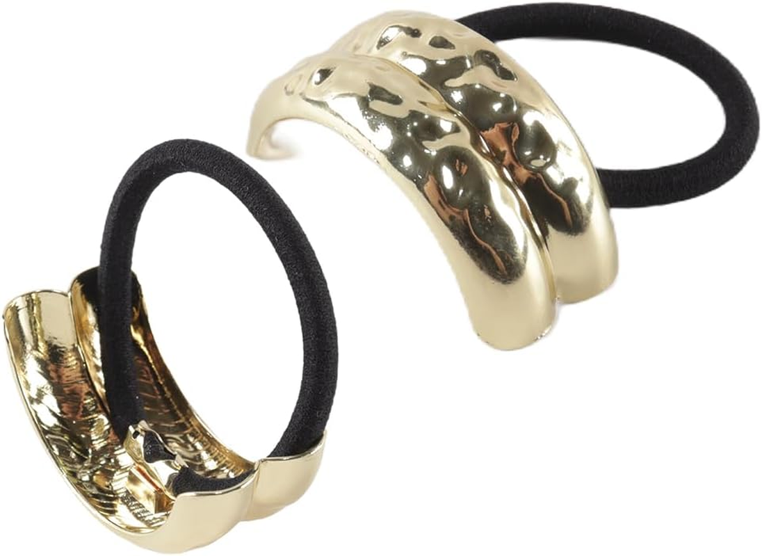 Orivin 3 Pack Gold Oversized Versatile Hair Bobbles with Spring Clip for Women and Girls image number 1