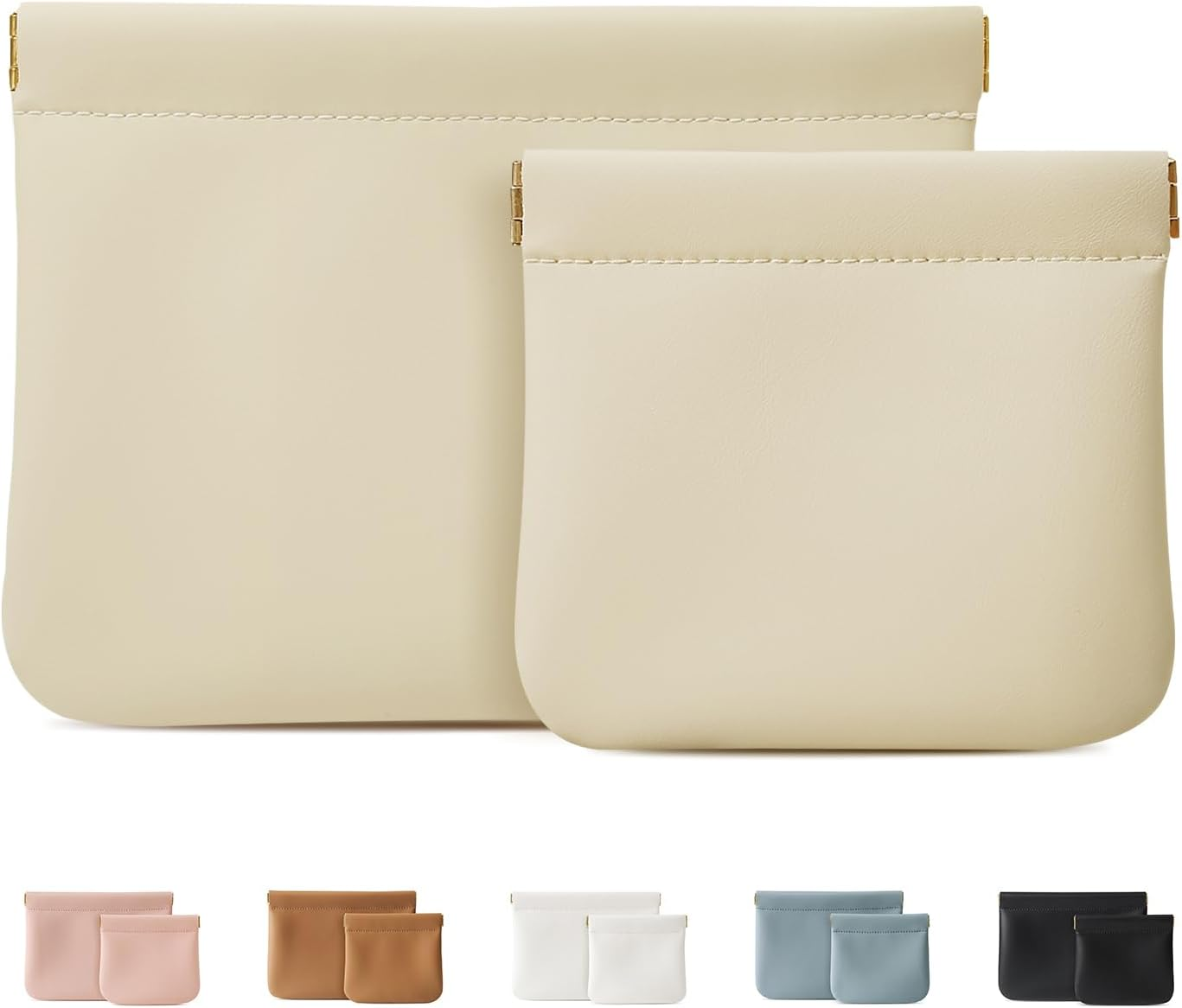 2 Pack Small Makeup Bag for Women, New Organosilicon Super Fiber Leather Mini Cosmetic Bag for Travel, Coin Purse Organizer Storage Pouch, Blue, Stylish