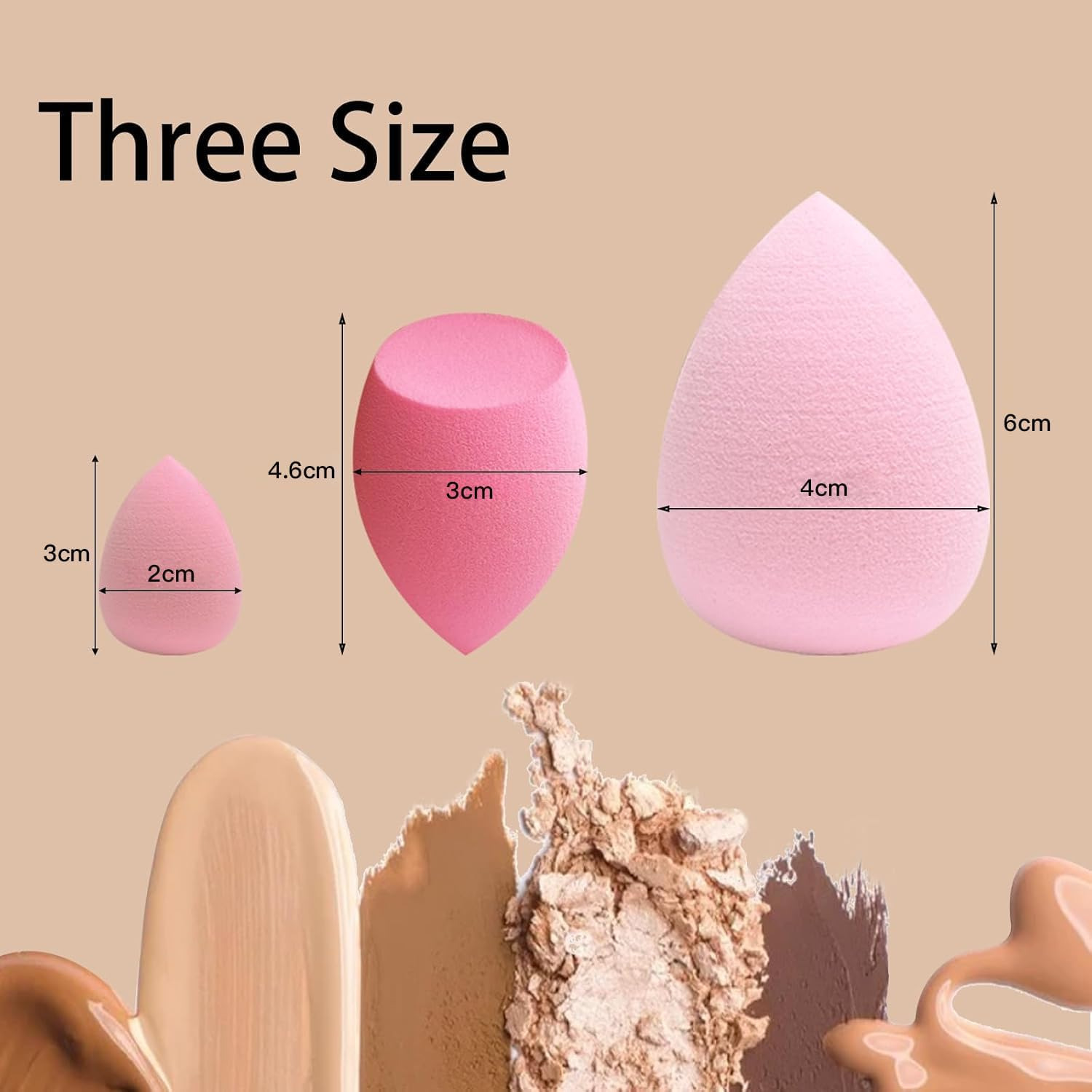 15 Pcsmakeup Sponge Blender Set: Blender Sponges 15 Pcs for Liquid, Cream and Powder, Multi-Colored Pink Make up Sponges for Foundation image number 3