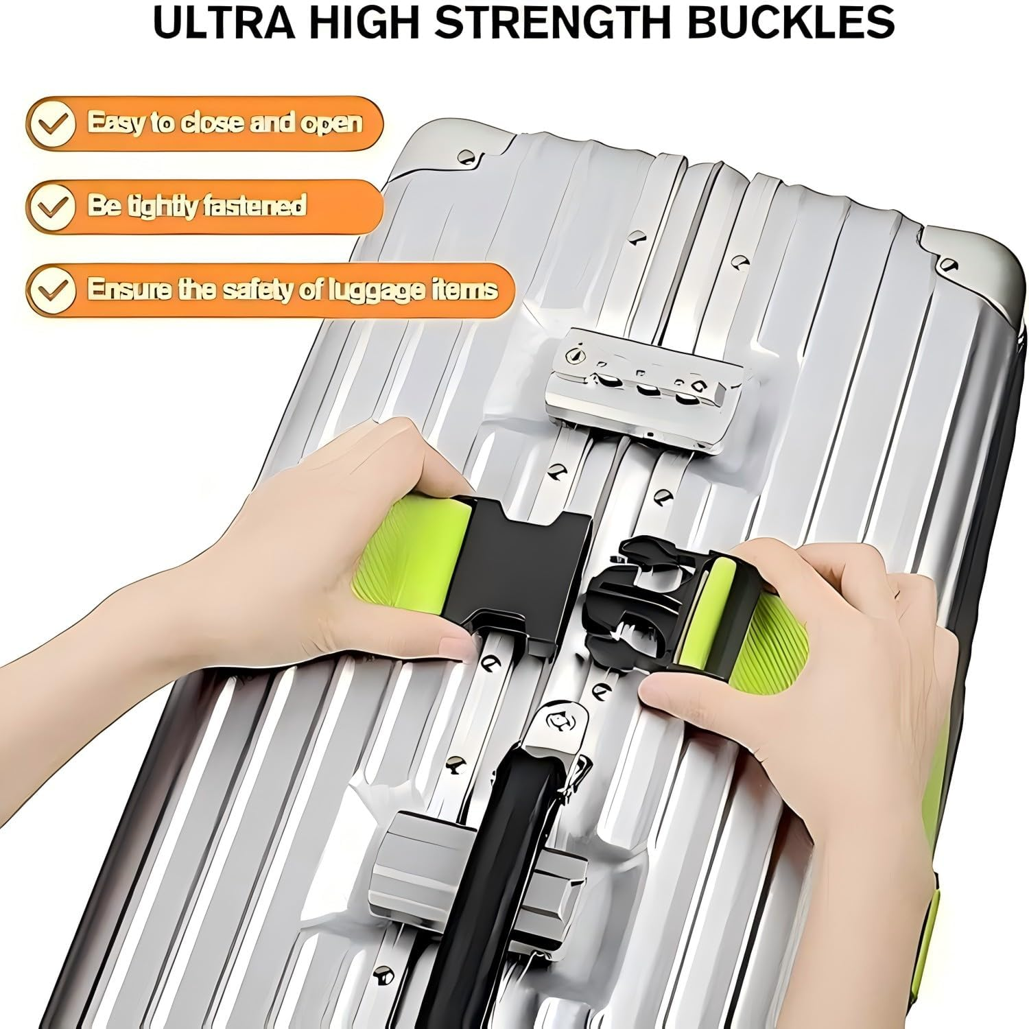 Luggage Straps for Suitcases 4 Pack Rainbow, 2M Adjustable Travel Suitcase Belt Carry Bag for Connecting Your Luggage, Non Slip Luggage Belt Strap with with Name ID Card to Secure Bag Cargo Safe - 4 Pack Orange image number 4