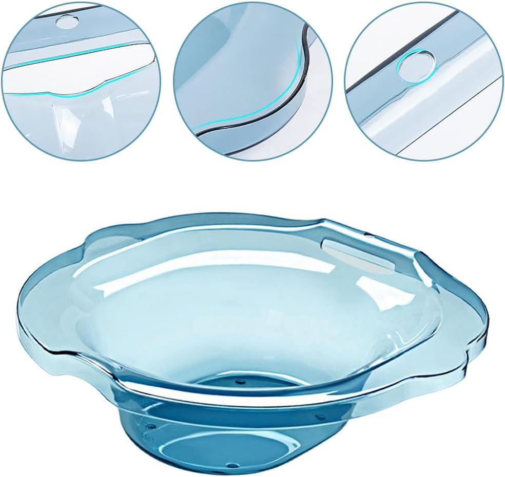 Pet Transparent Blue Sitz Bath Basin, Portable Care Tub, Hemorrhoid Soaking Pot, Ergonomic Design for Fits Standard Toilets, Easy Cleaning image number 6
