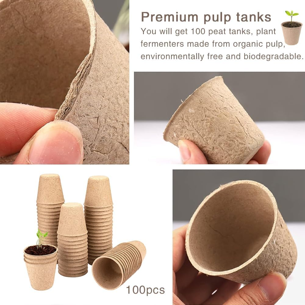 100 Pcs 8CM Seed Starter Pots, Organic Planting Peat Pots for Garden Seedling, Eco-Friendly and Biodegradable Seedling Pots for Seed Germination image number 6