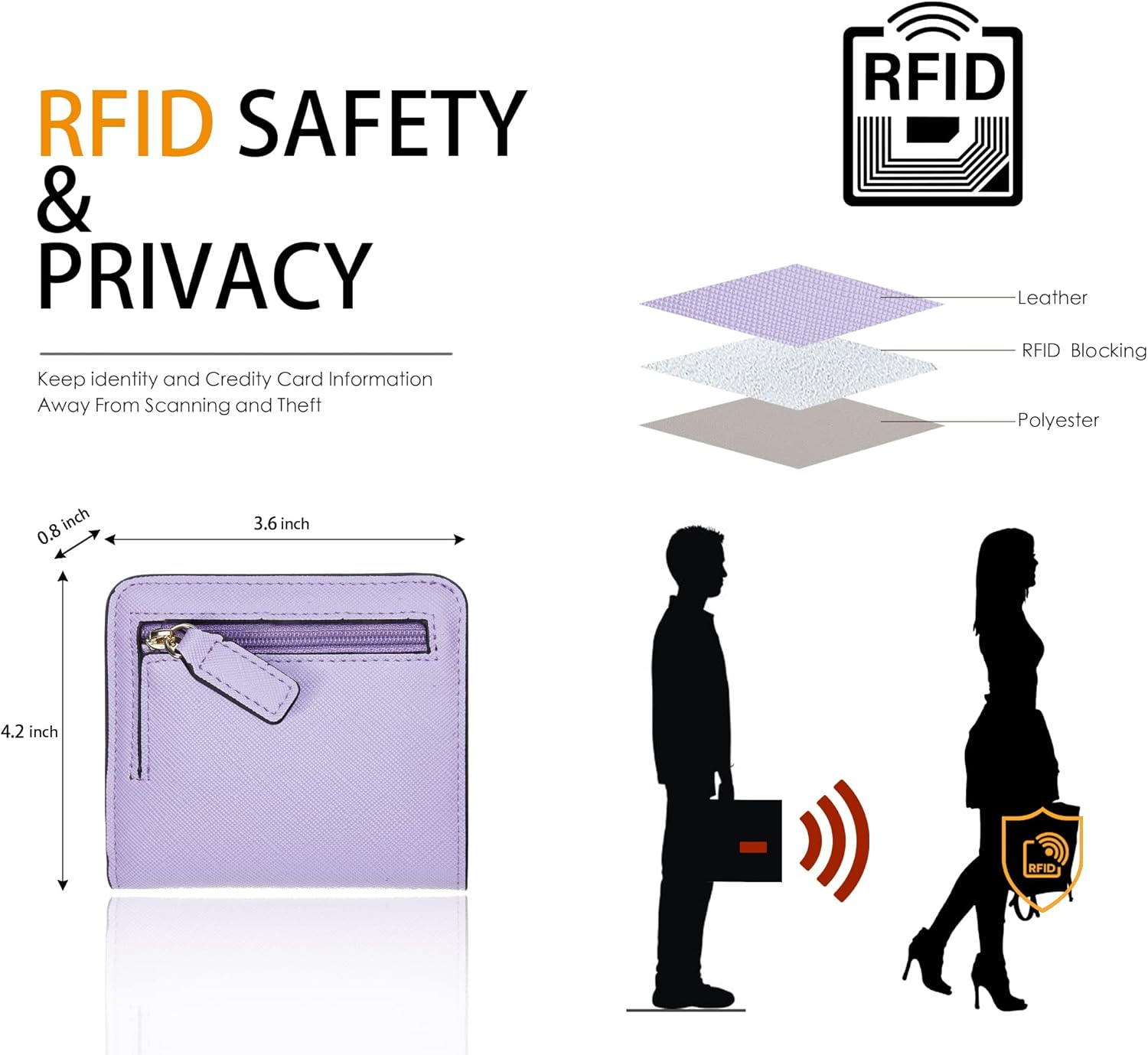 Toughergun Womens RFID Blocking Small Compact Bifold Luxury Genuine Leather Pocket Wallet Ladies Mini Purse with ID Window image number 2