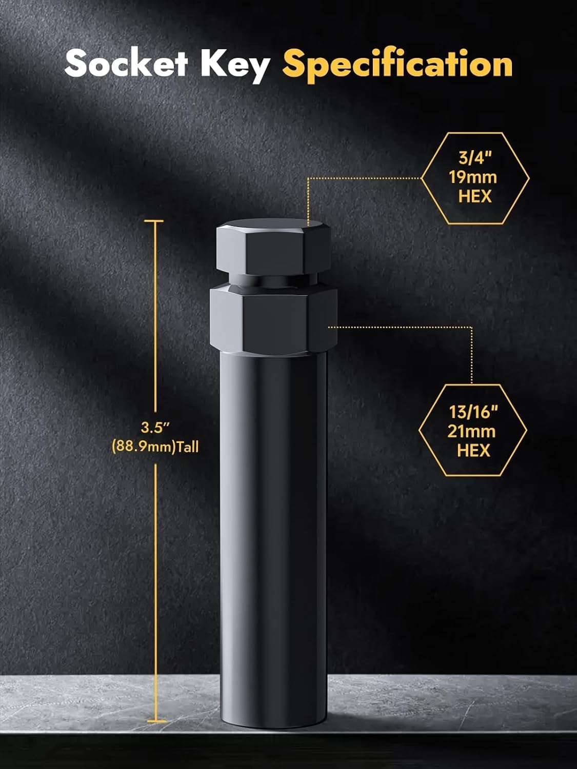 MIKKUPPA 6 Point Spline Lug Nuts Tuner Socket Key Tool - with 17Mm Hex for 1/2-20 12X1.5 12X1.25 Black Lug Nut Socket image number 4