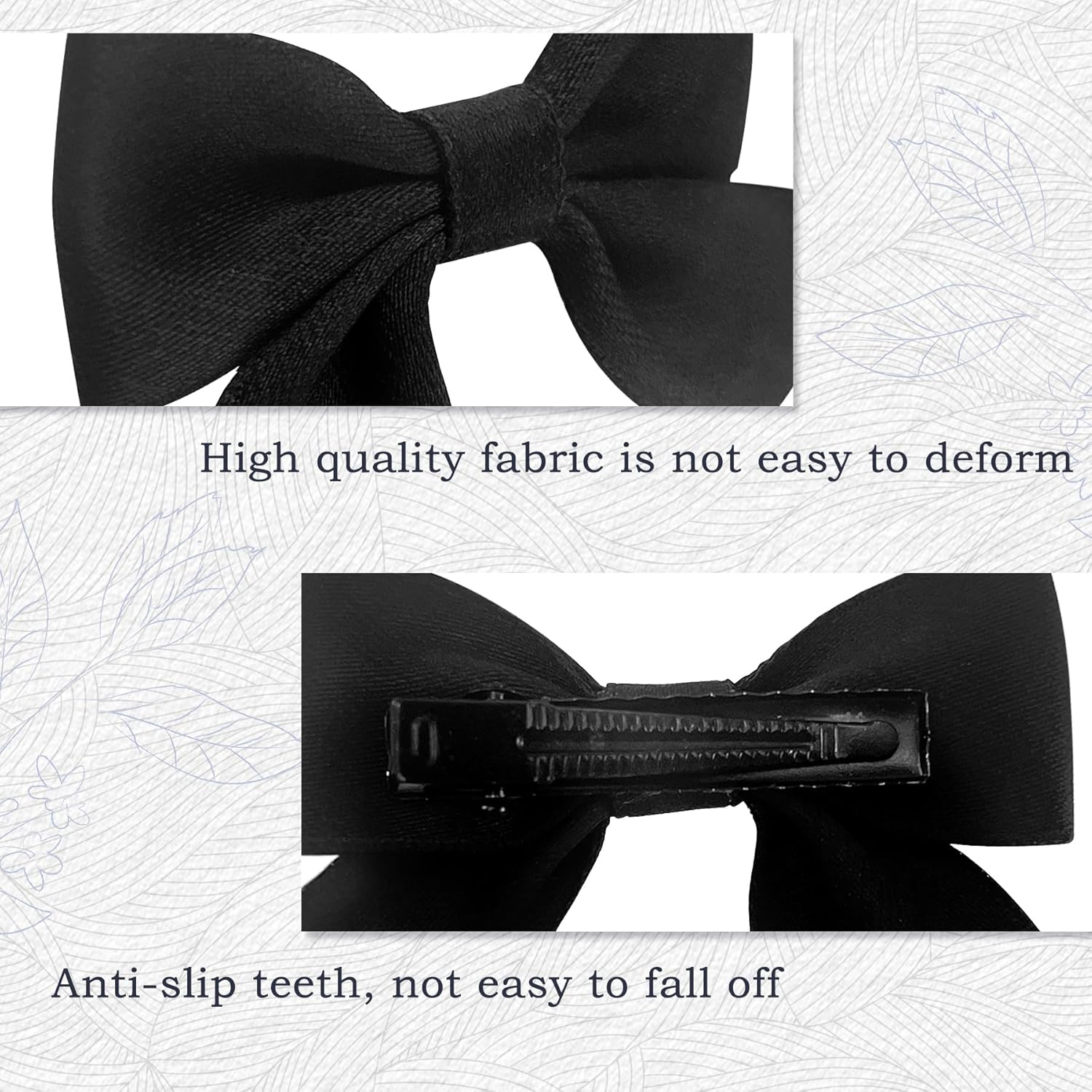 EKIND Girls' Bow Hair Clips Solid, Cute Crocodile Clip Set for Little Girls, Perfect for Daily Wear and Parties (2 Pcs, Black) - Red image number 4