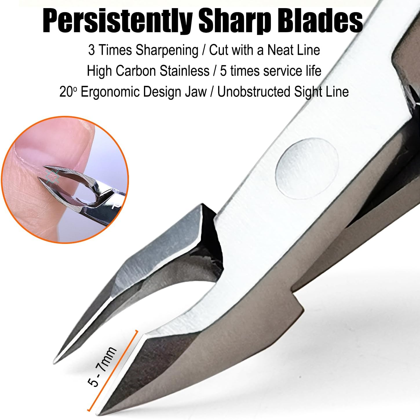 Lepinko Professional Cuticle Trimmer Kit, Super Sharp Dead Skin Clipper, Labor-Saving Cuticula Remover for Fingernail Toenail, Manicure Pedicure Tool for Women Men, Home Salon Use, 7Mm Jaw image number 4