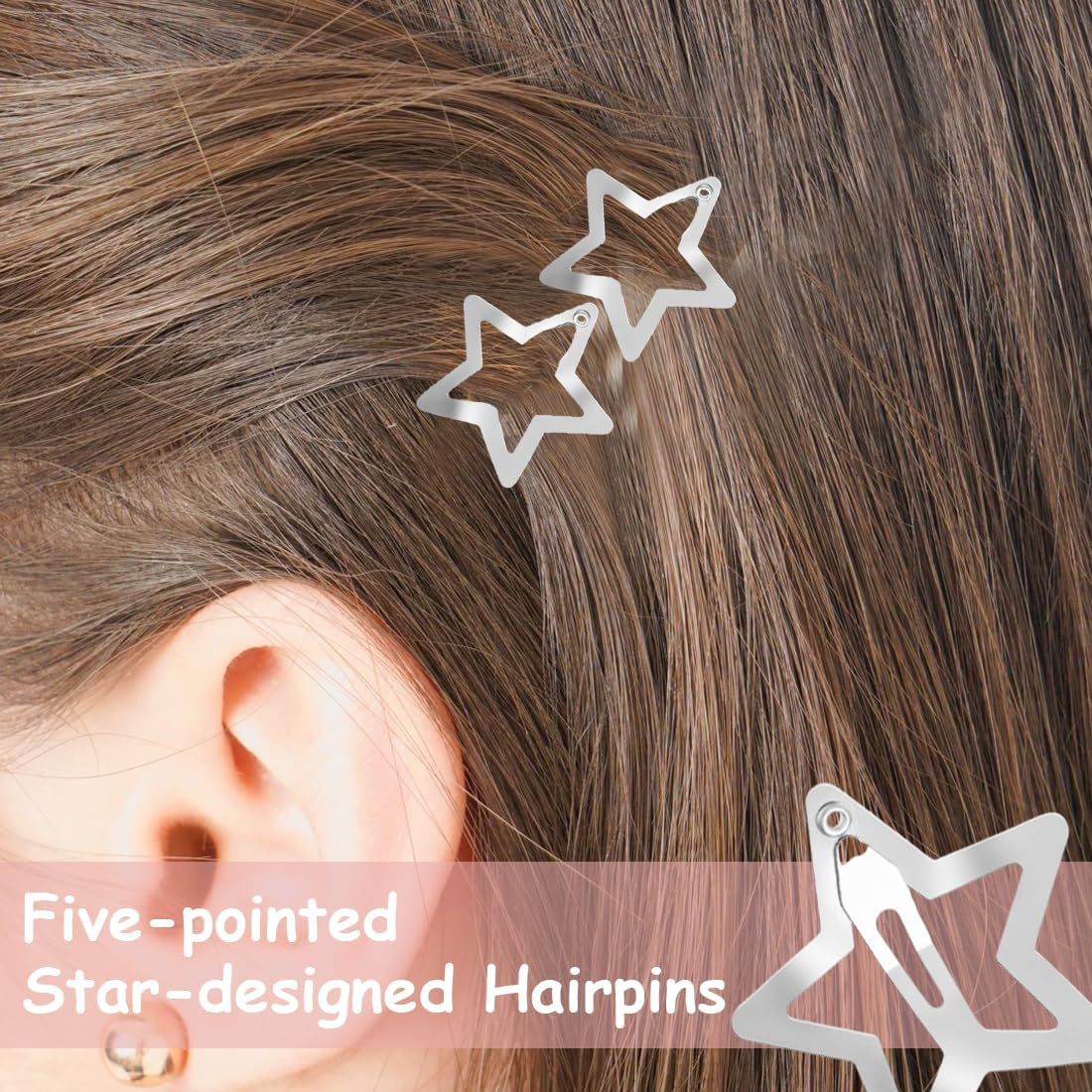 Pack of 30 Metal Star Hair Clips with Snap Closure, Cute Small Hair Clips, Hollow Out Star Hairpin, Hair Clips for Women, Girls image number 4
