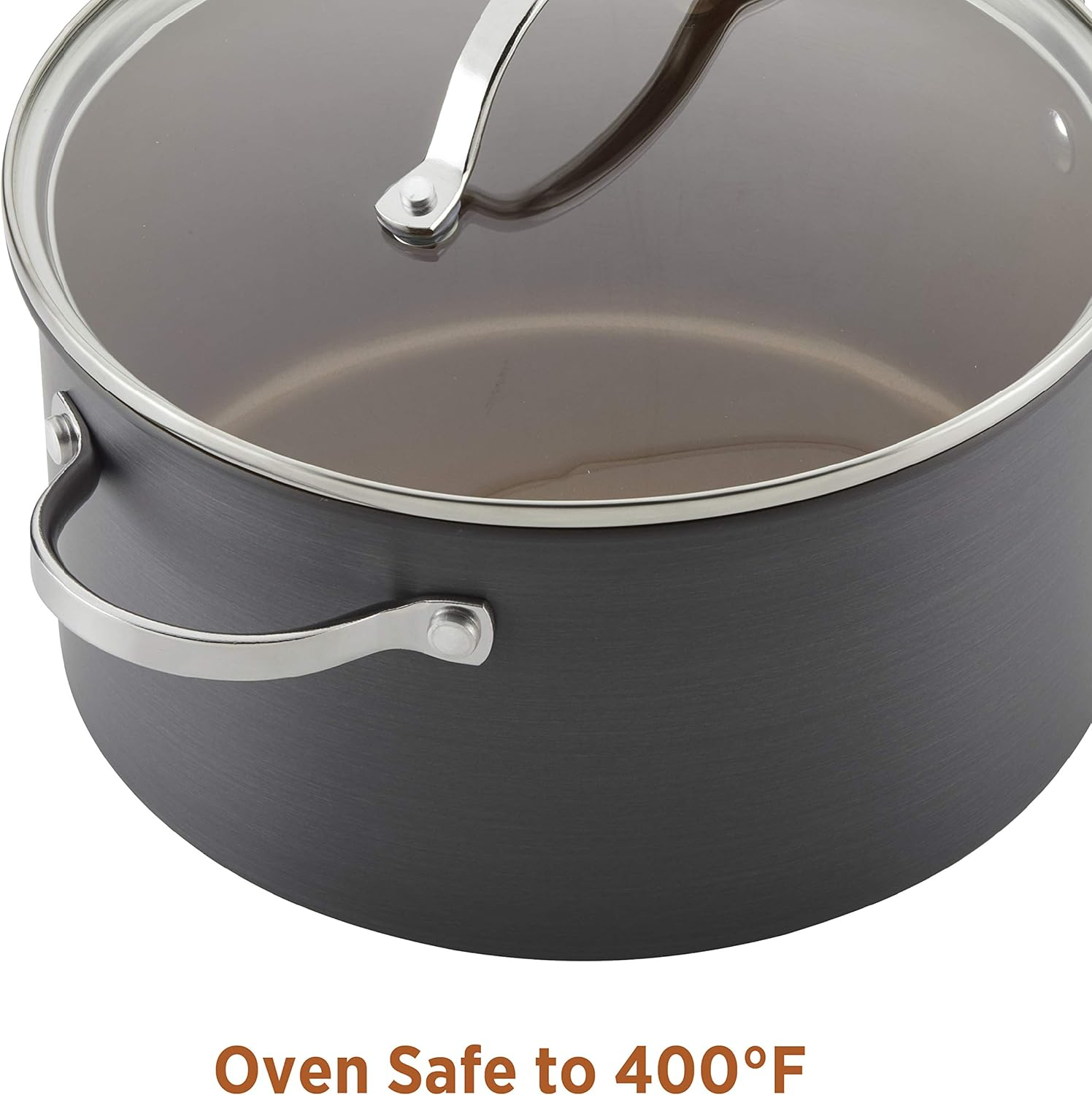 Farberware 80183 Glide Pro Hard Anodized Ceramic Nonstick Cookware Pots and Pans Set, 11 Piece, Gray