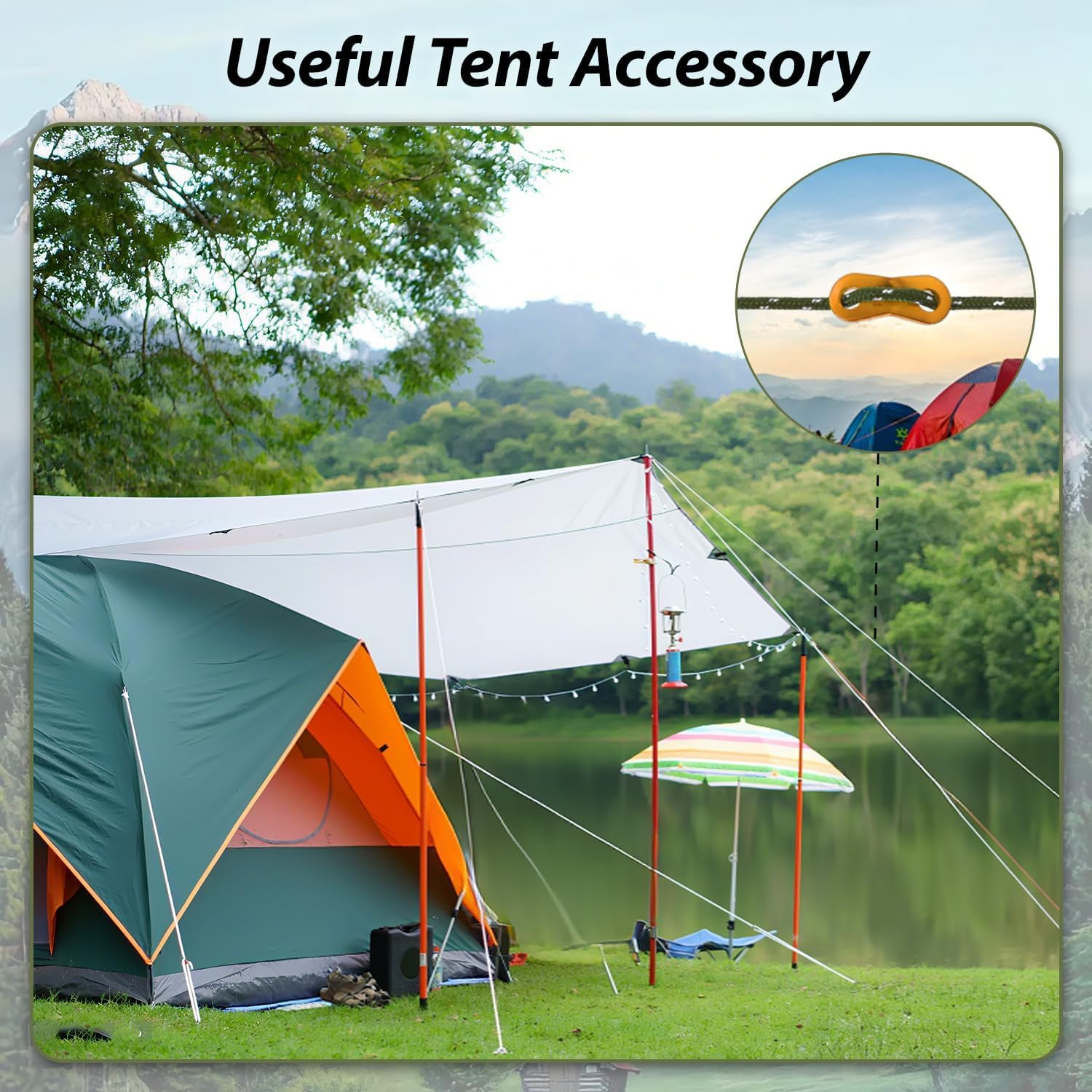 8 Pack 4Mm Guy Lines Ultralight Tent Cords with Aluminum Adjuster Tensioner Outdoor Camping Guylines Ropes for Tent Tarp,Climbing,Hiking Backpacking (Army-Green) image number 1