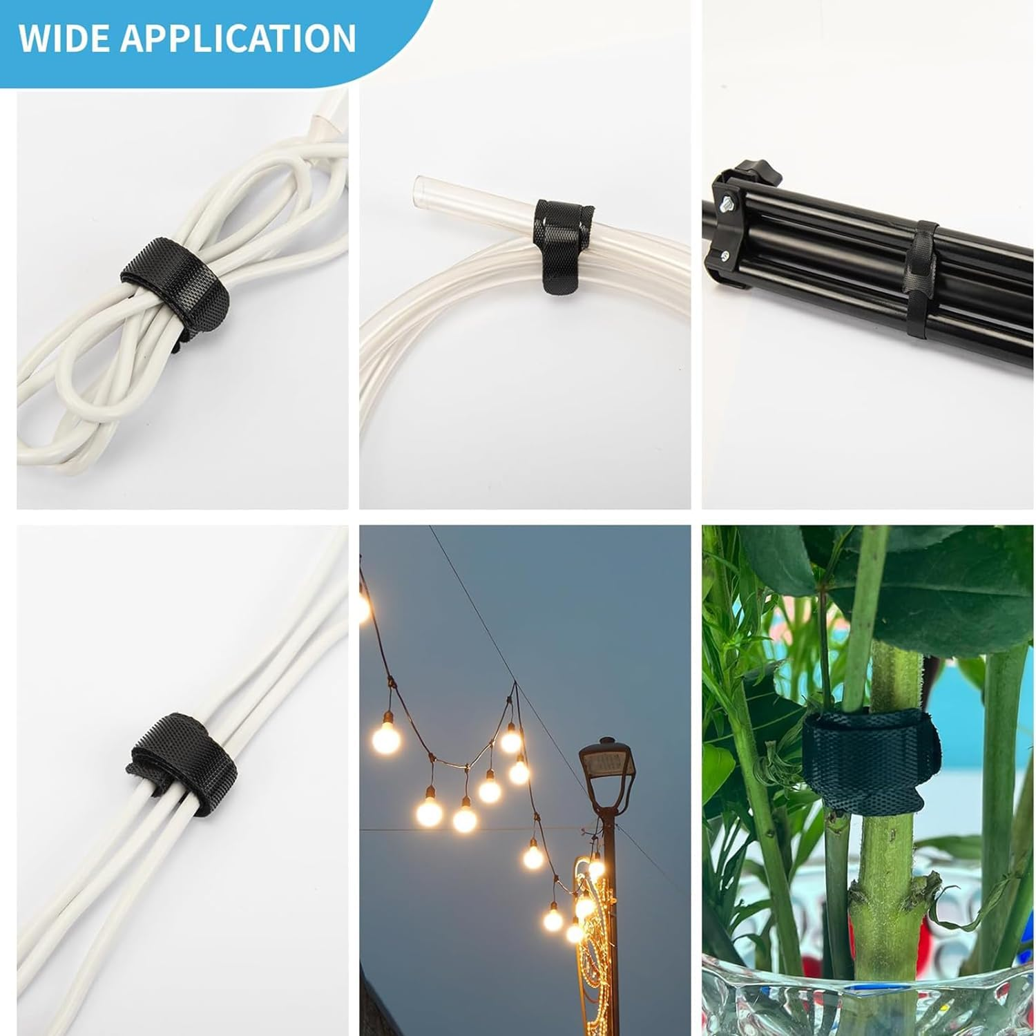 200PCS Reusable Cable Ties, Adjustable Hook and Loop Straps Cable Management Cord Organizer for Home Office (15X1.2Cm Black,Green） image number 1