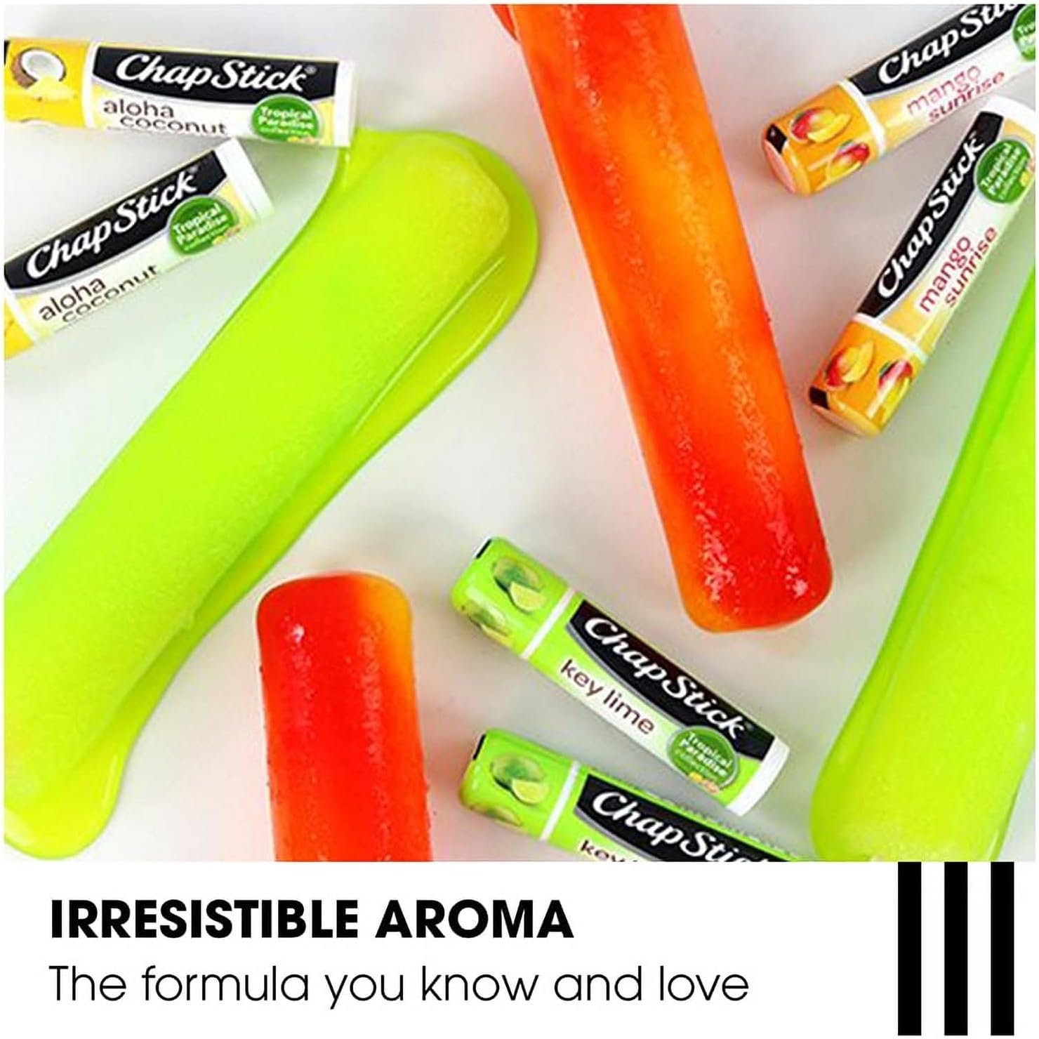 Chapstick Lip Care Set, Tropical Paradise Collection 3-Pack &ndash; Mango Sunrise, Key Lime & Aloha Coconut Lip Balm, 0.15 Oz Ea