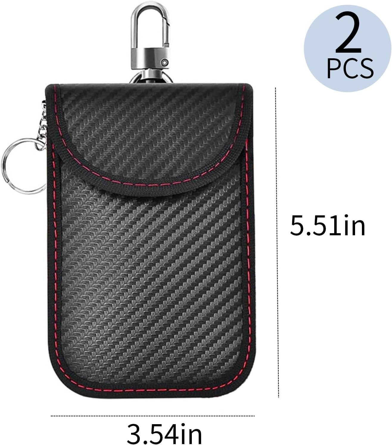 RFID Signal Blocking Faraday Pouch for Car Keys, 2 Pack with Hook Keyring, Waterproof Key Fob Protector, Anti-Theft Signal Blocker, Portable, Signal Blocking image number 2