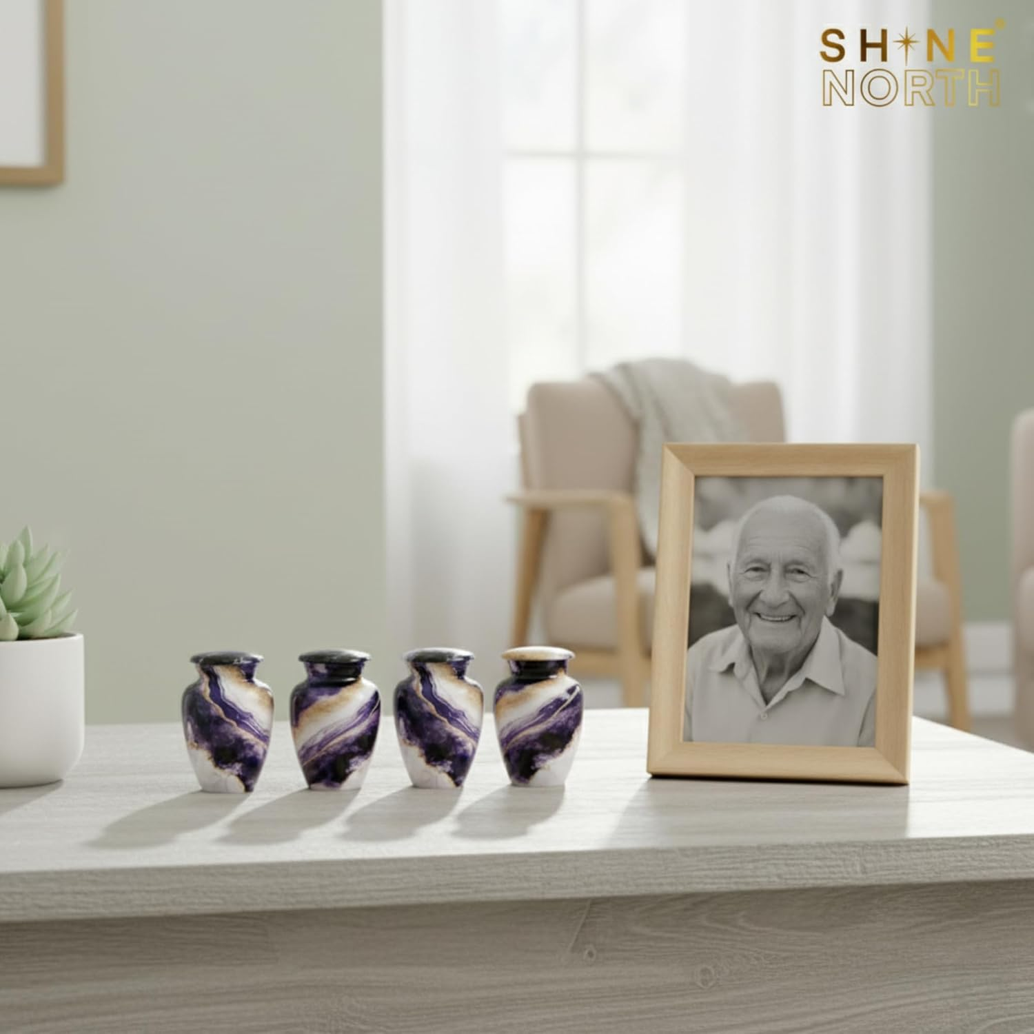 Dream River &ndash; Set of 4 Small Keepsake Cremation Urns for Human Ashes &ndash; Mini Funeral Urns for Ashes &ndash; Navy Blue image number 4