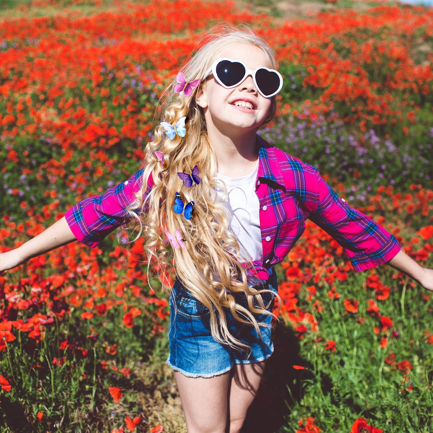 Butterfly Hair Clips Glitter Barrettes Butterfly Snap Hair Clips for Teens Women Hair Accessories 18 Pieces Color Set 2 image number 5