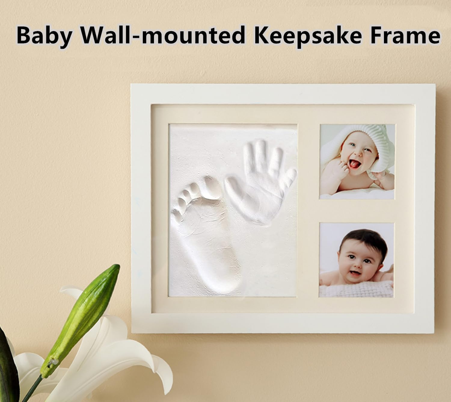 Hiumotan Footprint & Handprint Clay Kit, Photo Frame for Newborn Girls and Boys, Baby Shower Gifts, Registry, New Parents Gift, Perfect Memory and Nursery Room Decoration - White - White image number 4