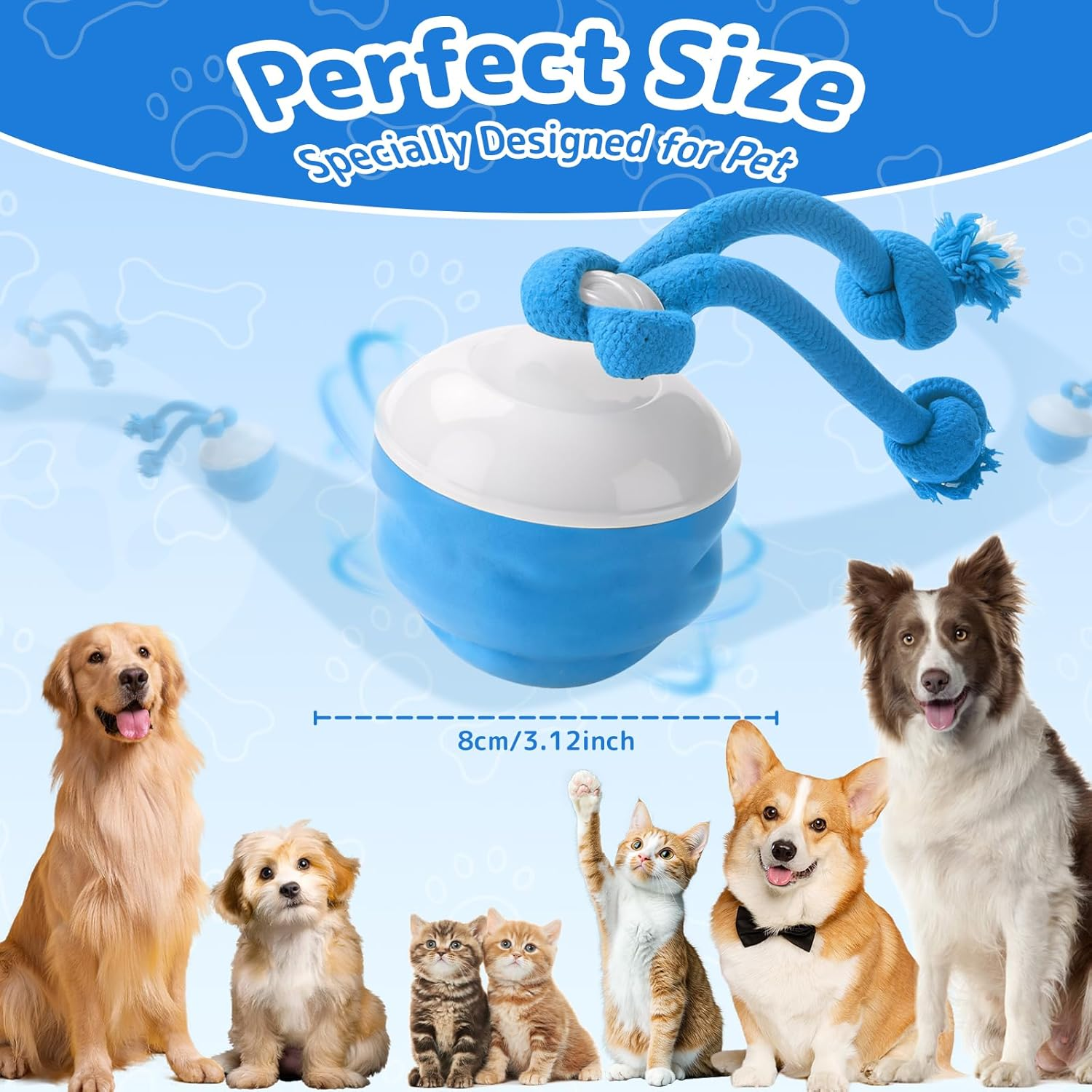 JORAGO Interactive Dog Toys - Automatic Moving Dog Ball Chew Toy, Squeaky Rolling Ball Pet Toys for Small/Medium/Large Dogs for Indoor/Outdoor Boredom Enrichment, USB Rechargeable Puppy Daily Training image number 1