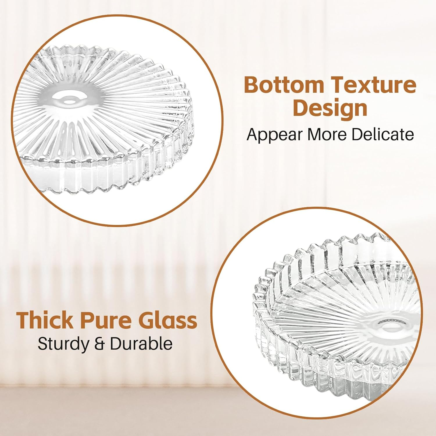 Delsol Drink Coasters Set of 5 for Coffee Table Decor, Glass Coasters for Drinks Cups Home Decor Products Housewarming Gifts Office Coffee Bar Accessories Dining Table (Clear) - Amber image number 5