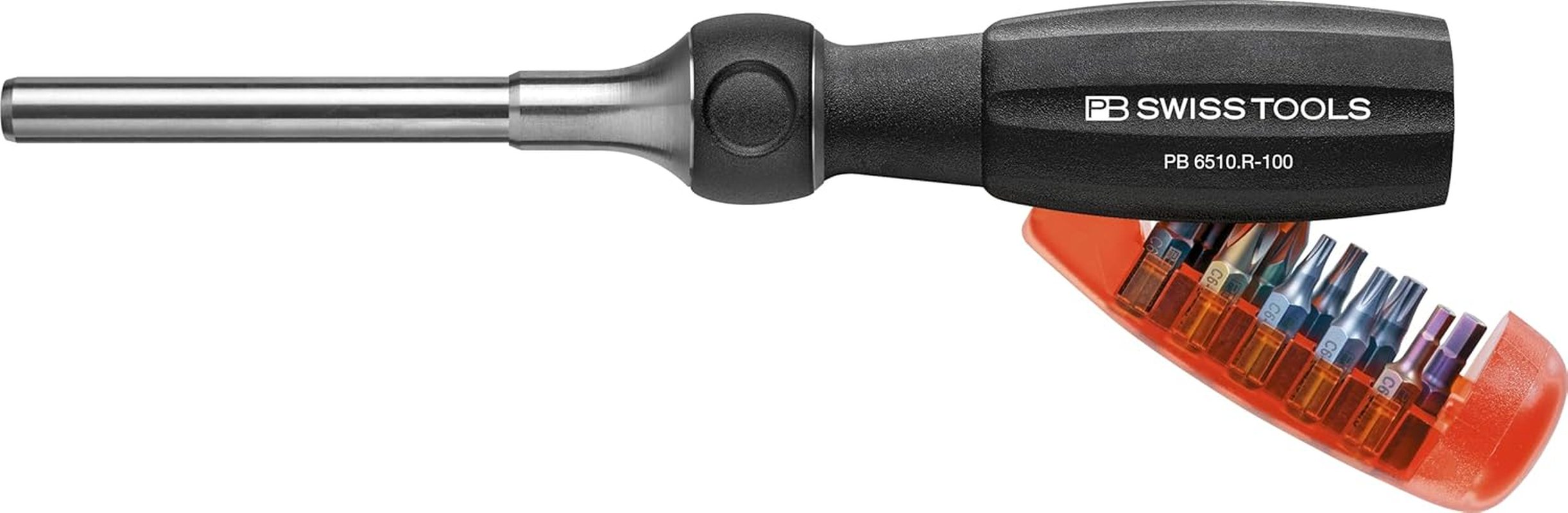 PB Swiss Tools Universal Insider Pro Ratchet for Bits C6 1/4-Inch, 30 Mm Blade Length, Black image number 2