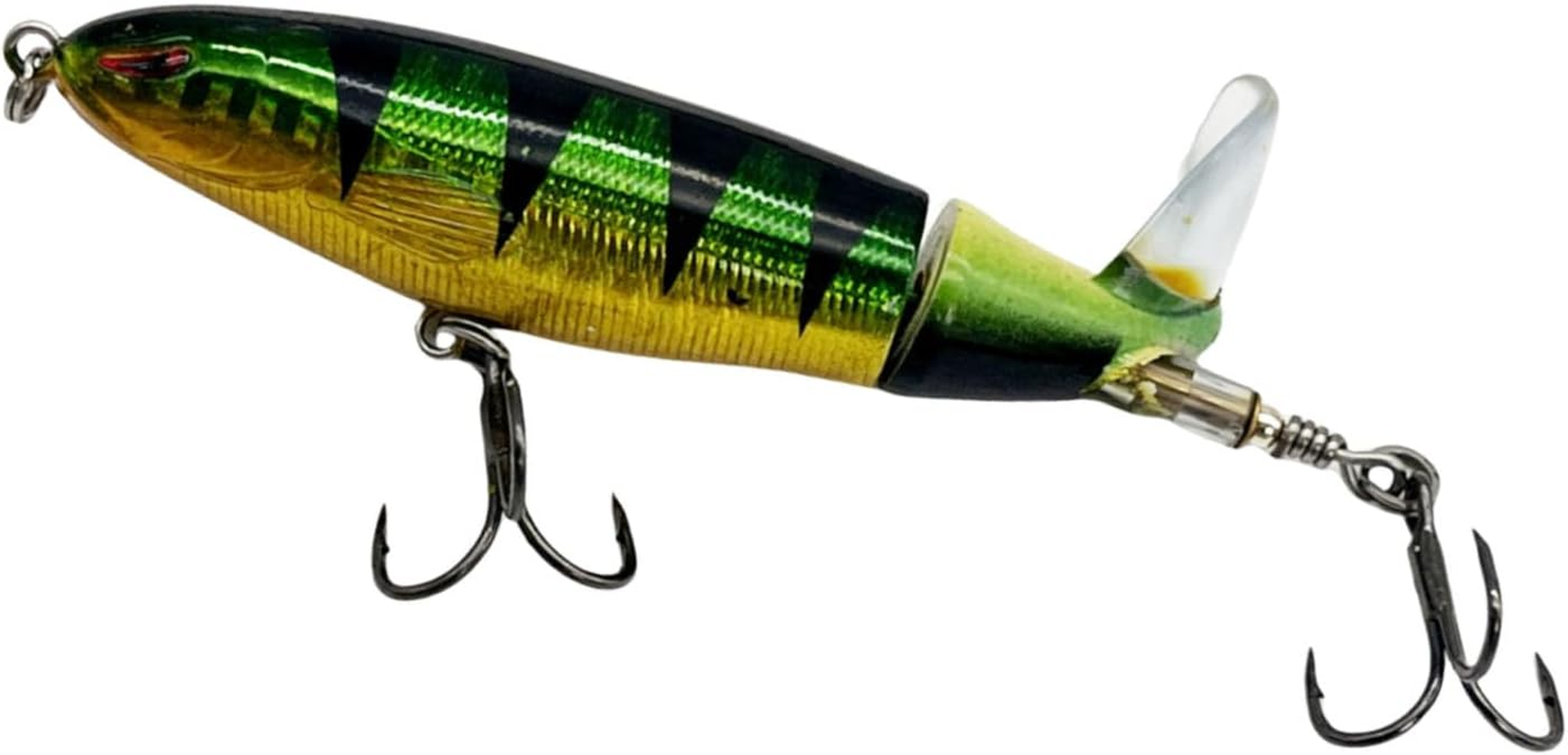 Castaic Topwater Fishing Lures Set Popper Lures for Bass Catfish Pike Perch Bass Lures with Floating Rotating Tail Artificial Hard Bait Multiple Colors