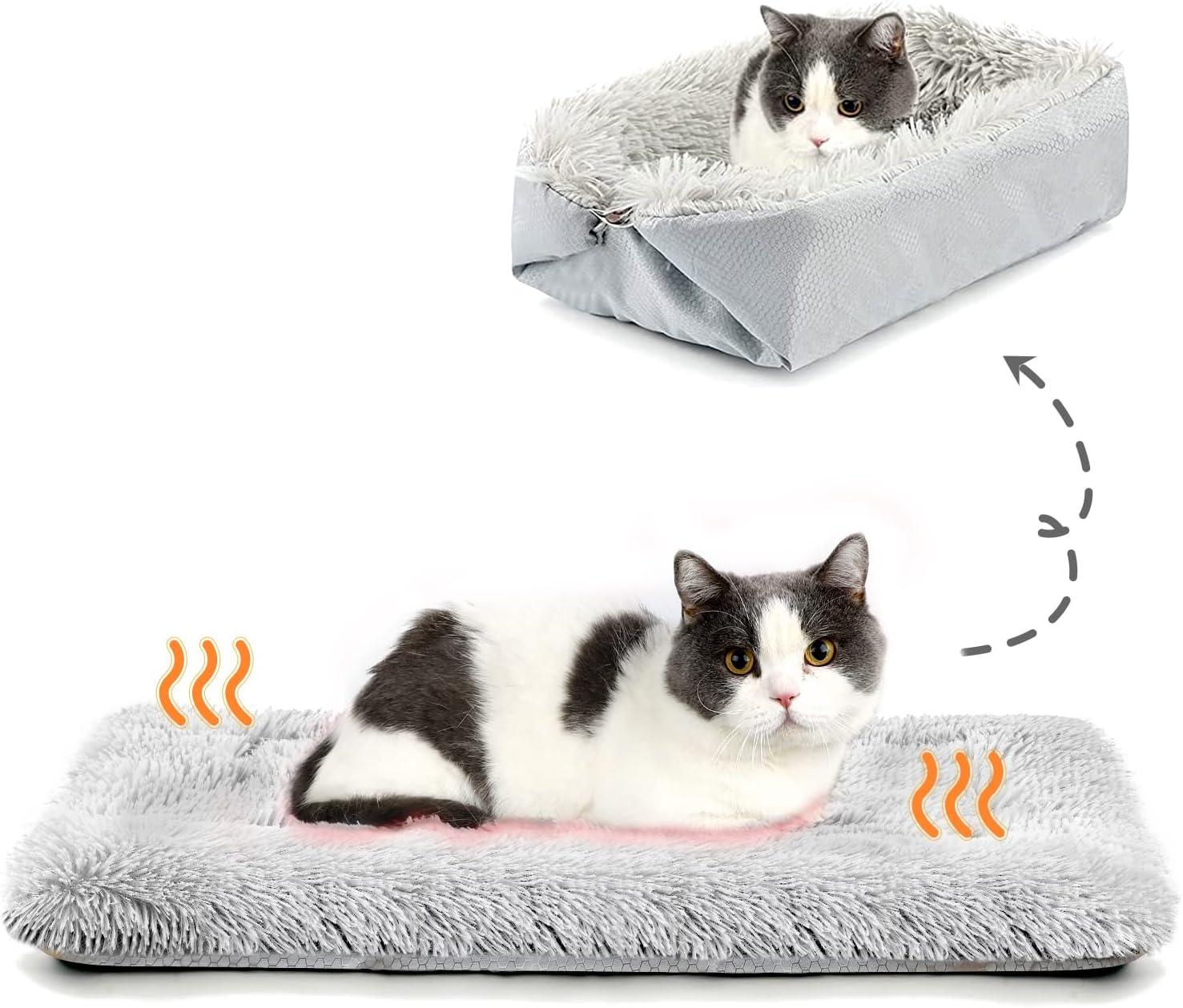 HDLKRR Cat Bed Small Dog Bed, Self Warming Cat Beds Self Heating Cat Dog Mat, Extra Warm Thermal Pet Pad for Indoor Outdoor Pets, Calming Dog Crate Bed Pet Cushion, 23.6X19.7Inch