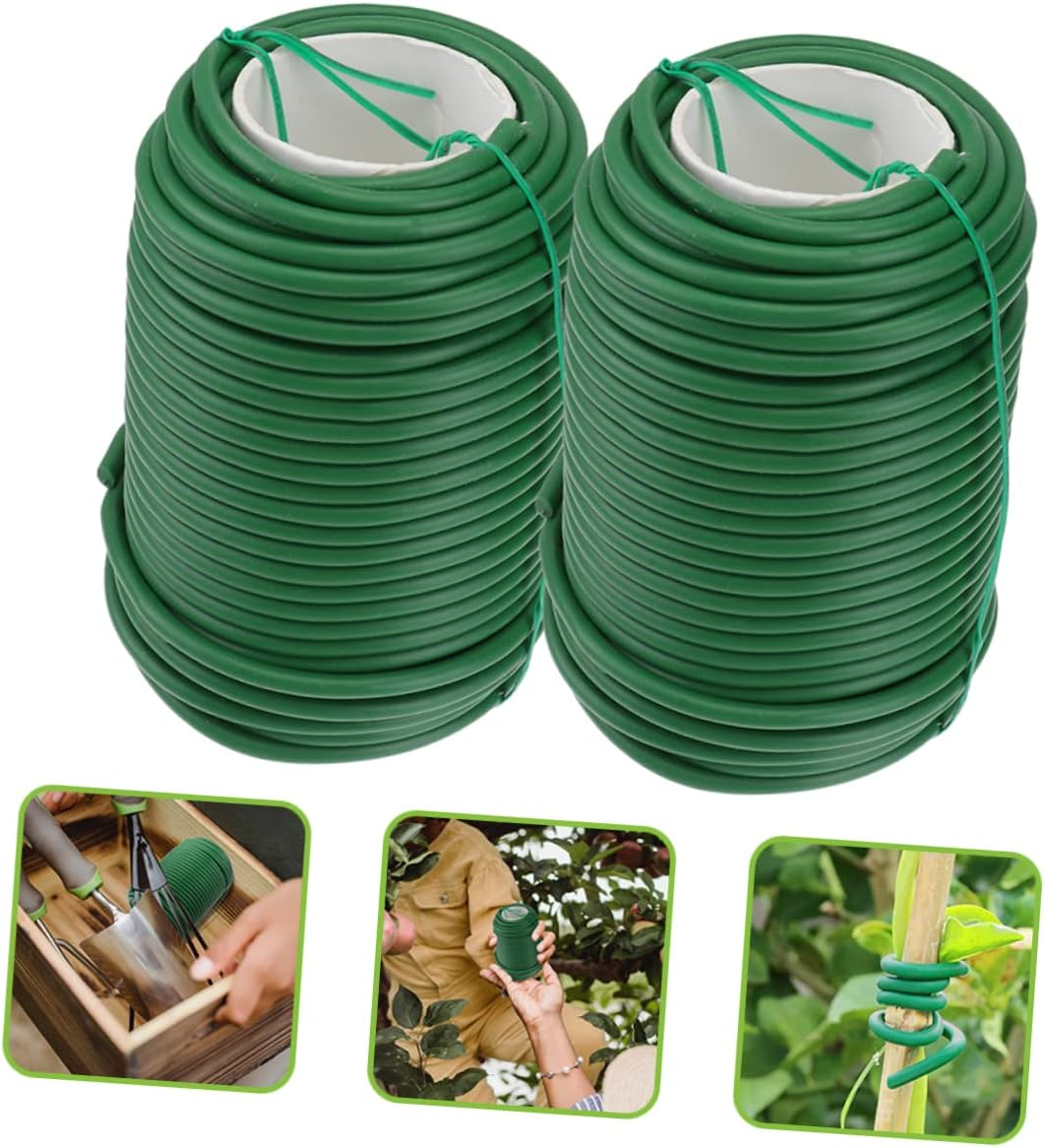 Kisangel 2Rolls Flexible Gardening Wire Ties Plant Support Ties Cable Wrap Fastener for Garden Plant Branch Fixing Tool image number 1