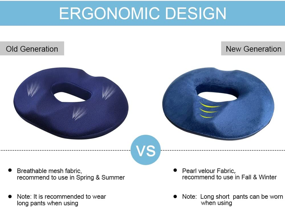 Upgrade Donut Pillow Seat Cushion Pearl Velour Memory Foam Donut Cushion for Tailbone Pain,Coccyx,Back,Hemorrhoids,Pressure Sores Relief, for Home, Office Chair, Wheelchair,Car Seat Cushion