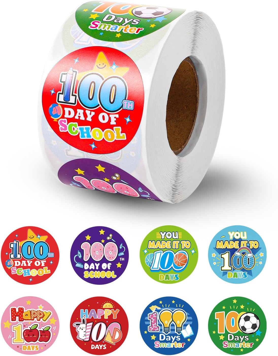 500Pcs 100 Days of School Stickers, One Hundred Days Smarter Encouragement Stickers School Teacher Incentive Reward Sticker for Kids Kindergarten School Party Decoration image number 5