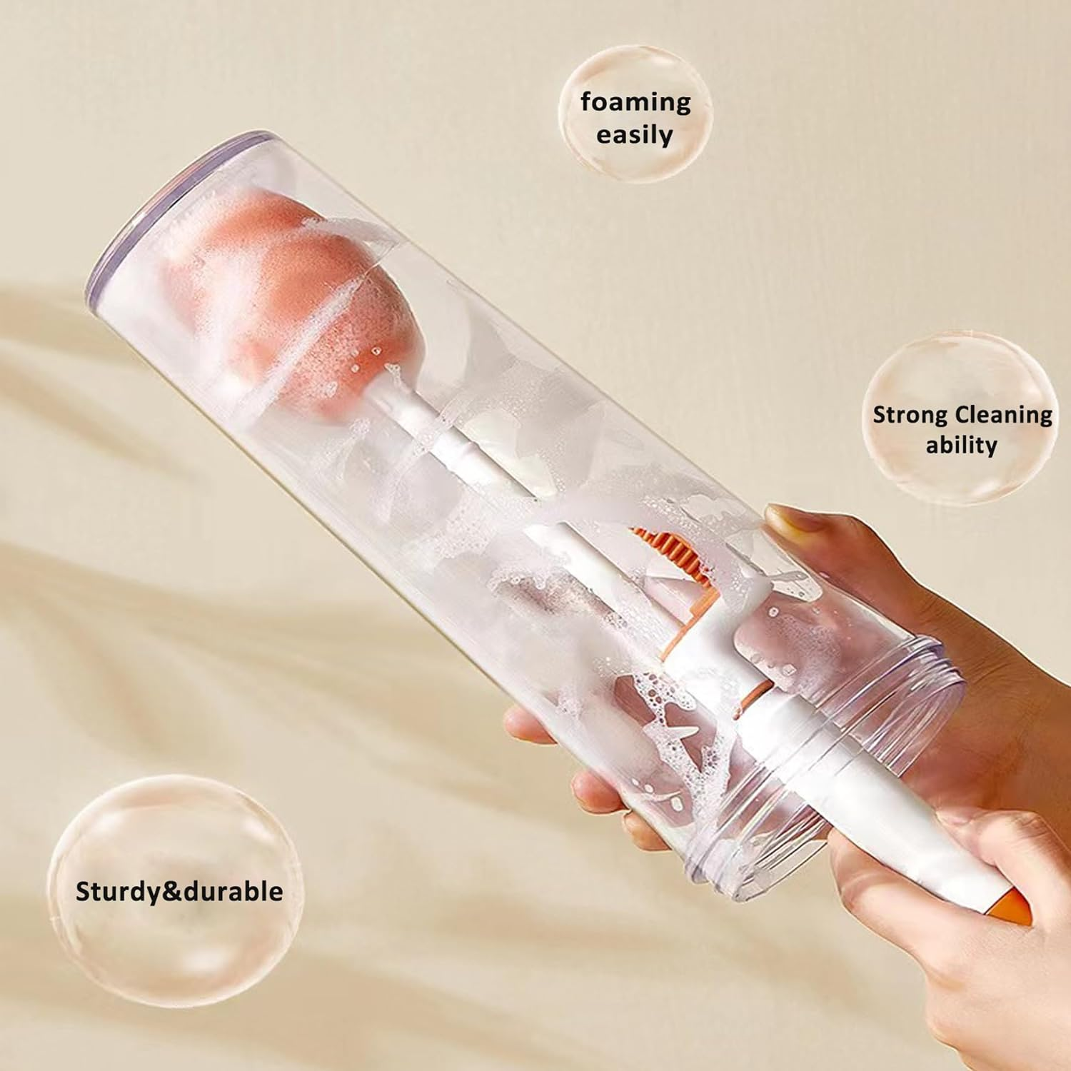 Ever Vibrant Baby Bottle Brush 4 in 1 Multifunctional Bottle Cleaner Set for Cleaning Tall, Short, Wide & Skinny Water Bottles and Cups, 1 Straw Brush and 2 Replacement Heads Included image number 3