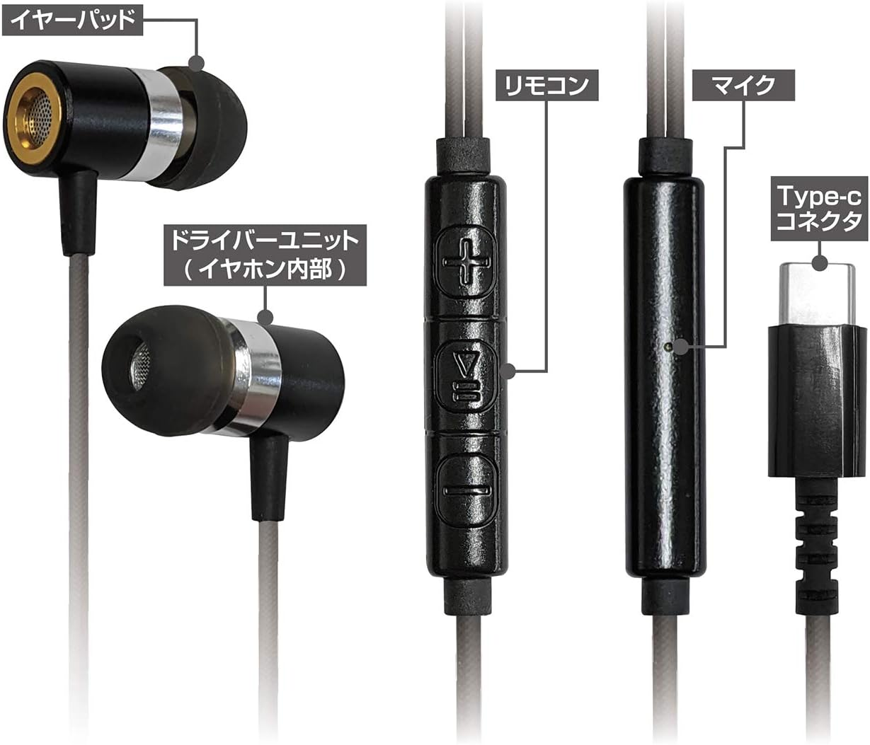 Kashimura NAE-223 Type-C Stereo Earphones, Strong, Disconnect, Nylon Cable, Remote Control and Microphone Included image number 3