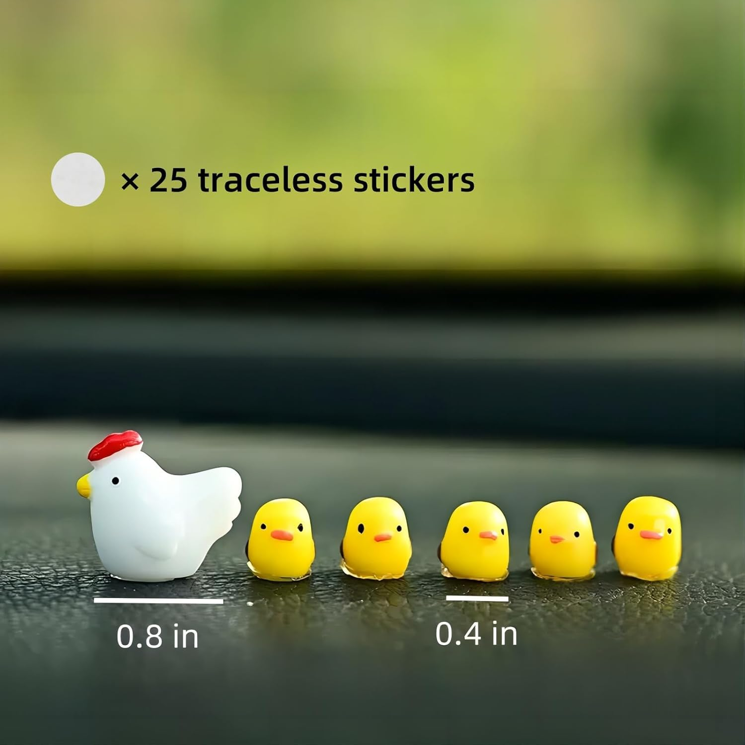 Cute Mini Chickens Car Dashboard Accessories Fun Chicks Car Rearview Mirror Decor Car Mirror Interior Ornaments, Fairy Garden Landscape Decor Home Decor Car Gifts - White, Yellow, Red image number 5