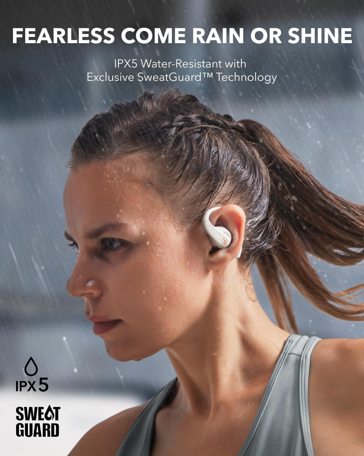 Soundcore by Anker Aerofit Pro Open-Ear Headphones, Ultra Comfort, Secure Fit, Ergonomic Design, Rich Sound with LDAC, Bluetooth 5.3, IPX5 Water-Resistant, 46H Playtime, App Control (Frost White) image number 4