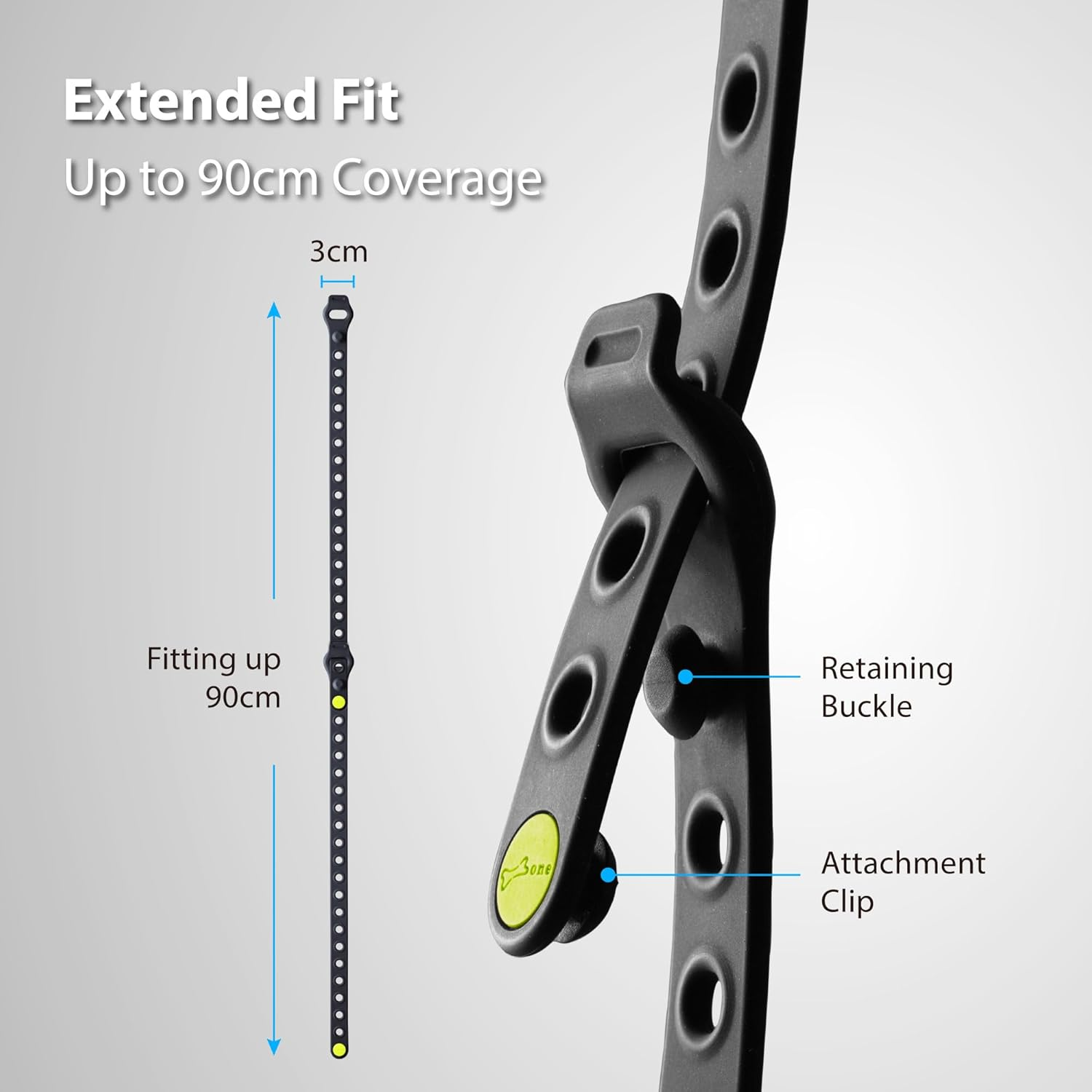 BONE Bike Strap Lite (2 Packs), Bicycle Wheel Stabilizer Strap, Scratch-Free & Adjustable Silicone Strip for Storage, MTB Frame Carrier for Inner Tubes, Quick Setup Cycling Accessory (2-Pack) image number 4