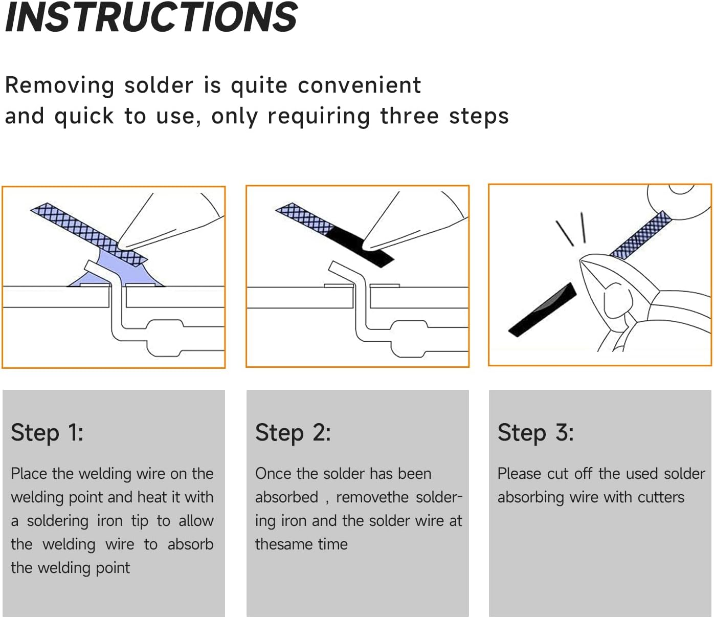 TOWOT Solder Wick Braid with Flux No-Clean Electronic, Desoldering Wick Braid Remover.Desolder Soldering 2.5Mm W 0.10'' L 5' image number 5