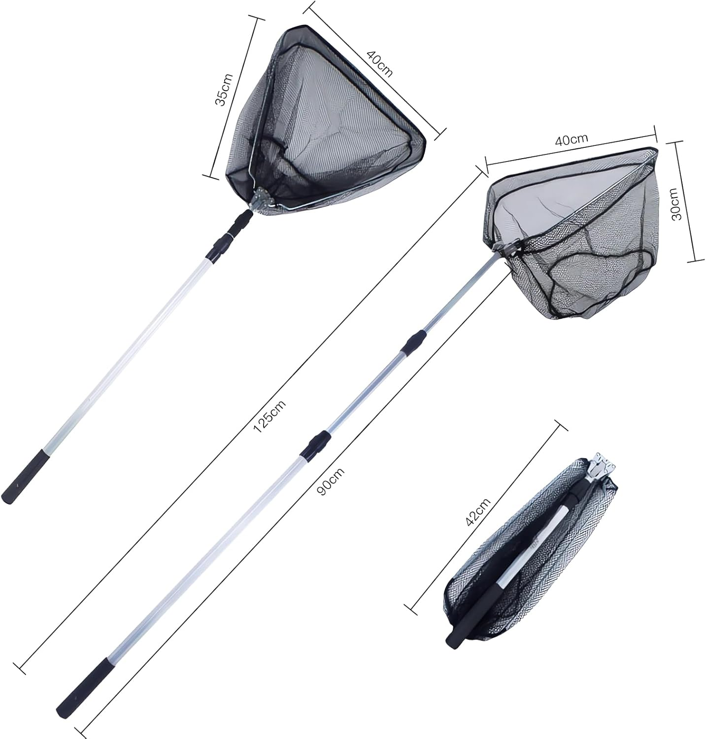 125Cm Telescopic Fishing Net with Pole Handle Foldable Fishing Net for Steelhead,Fly,Safe Fish Catching or Releasing with Fish image number 2