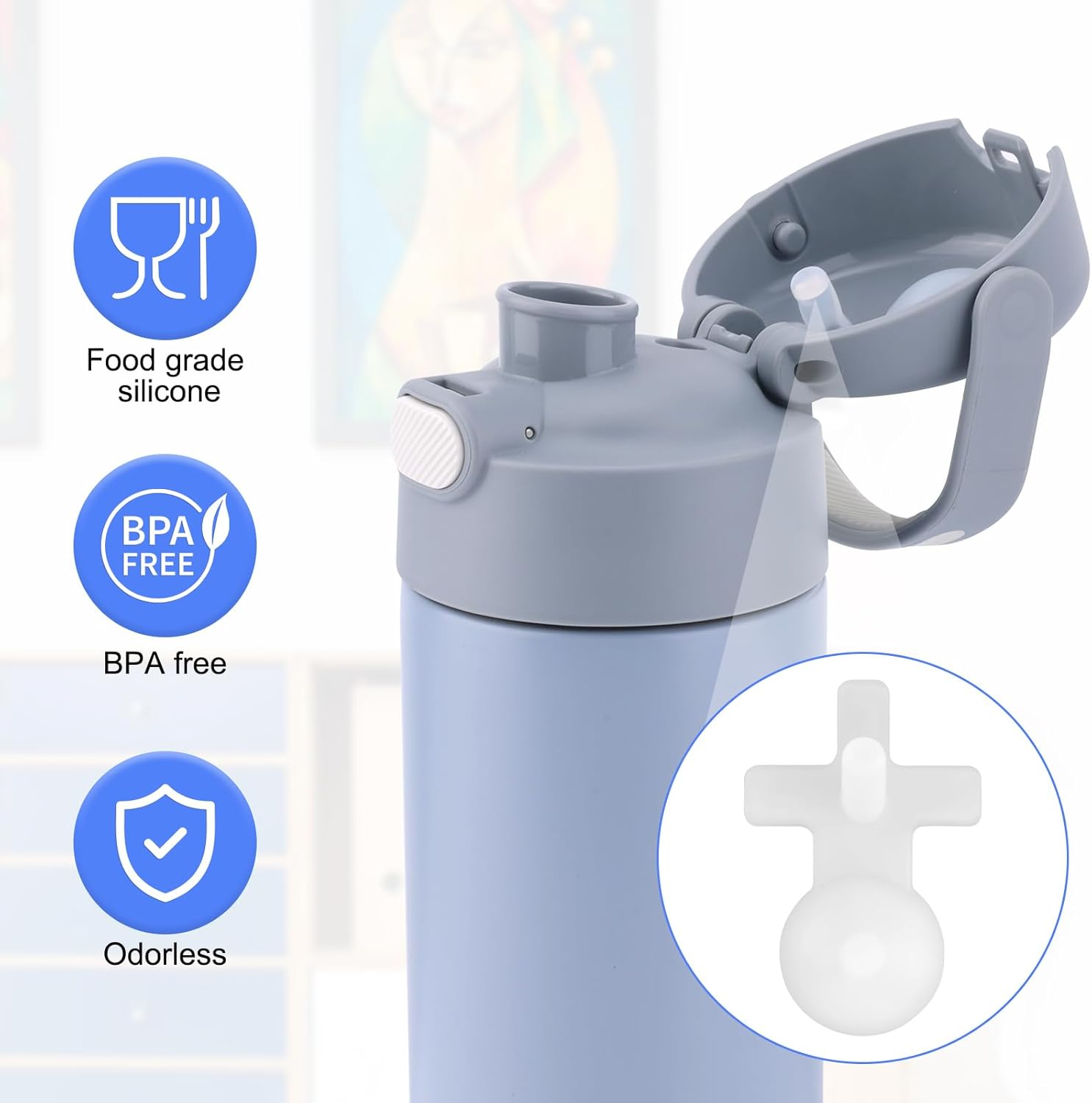 Gosknor 4Pcs Replacement Stopper for Thermos Funtaine 16 Ounce Stainless Steel Vacuum Insulated Bottle, Replacement Plug Replacement Parts for Thermos Funtaine image number 5