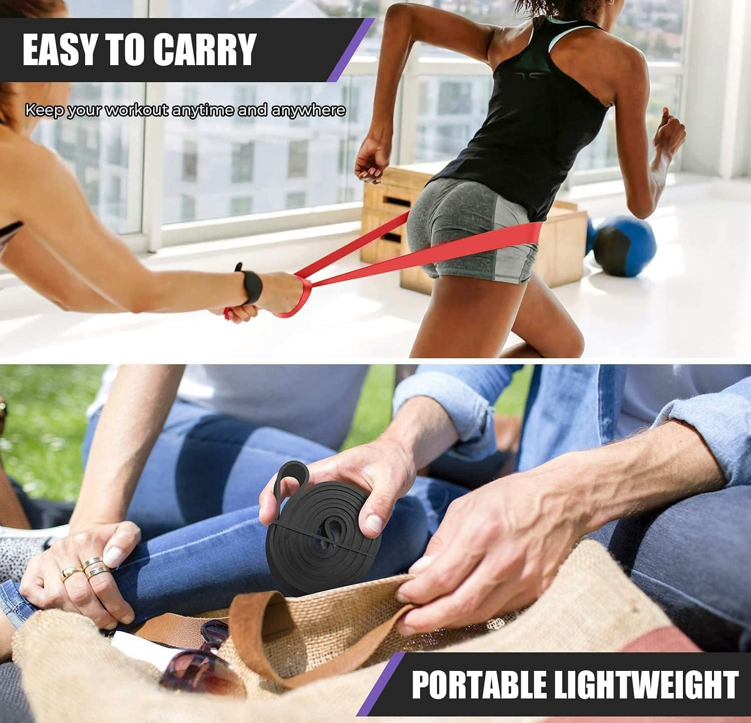 Essential Power Bands Set,5 PCS Durable Resistance Loop Bands with Handles Heavy Duty Pull up Assist Bands Straps,Improve Body Mobility and Strength,Fitness Bands Perfect for Yoga Workout image number 3