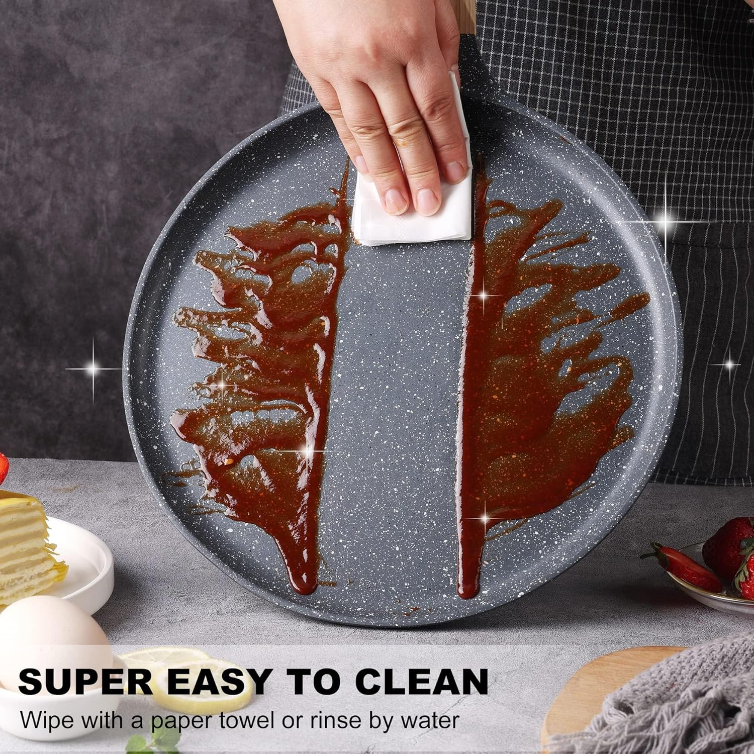 Crepe Pan, XICEN 28 Cm Nonstick Dosa Tawa with Spreader, for All Stove, Tortilla Pan with Detachable Handle (Black) image number 5