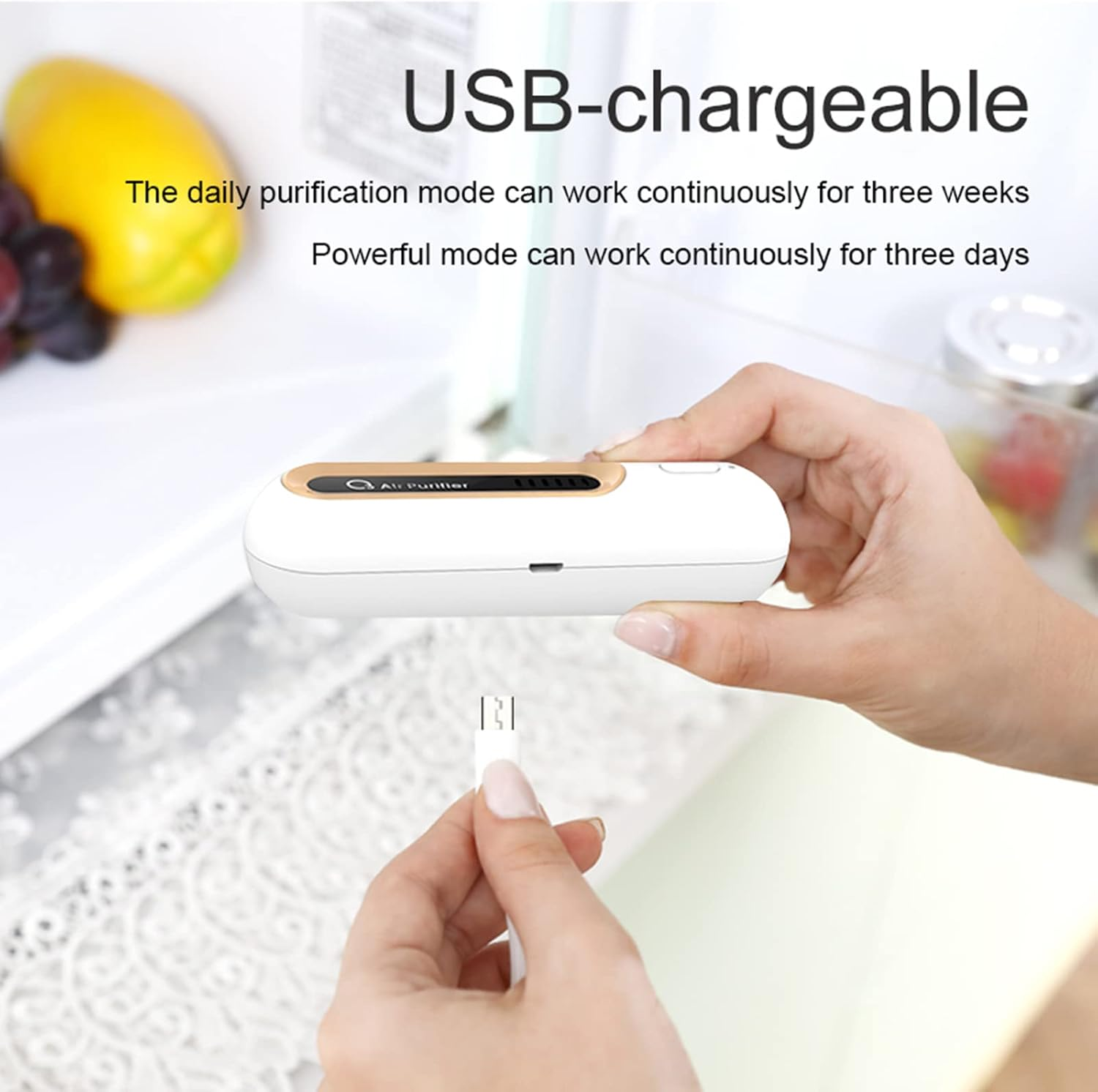 Mini USB Fridge Deodorizer - Portable Rechargeable Refrigerator Deodorizer Reusable - Refrigerator Odor Eliminator for Fridge, Car, Closet, Wardrobe, More Effective than Baking Soda and Charcoal Bags - Standard image number 6